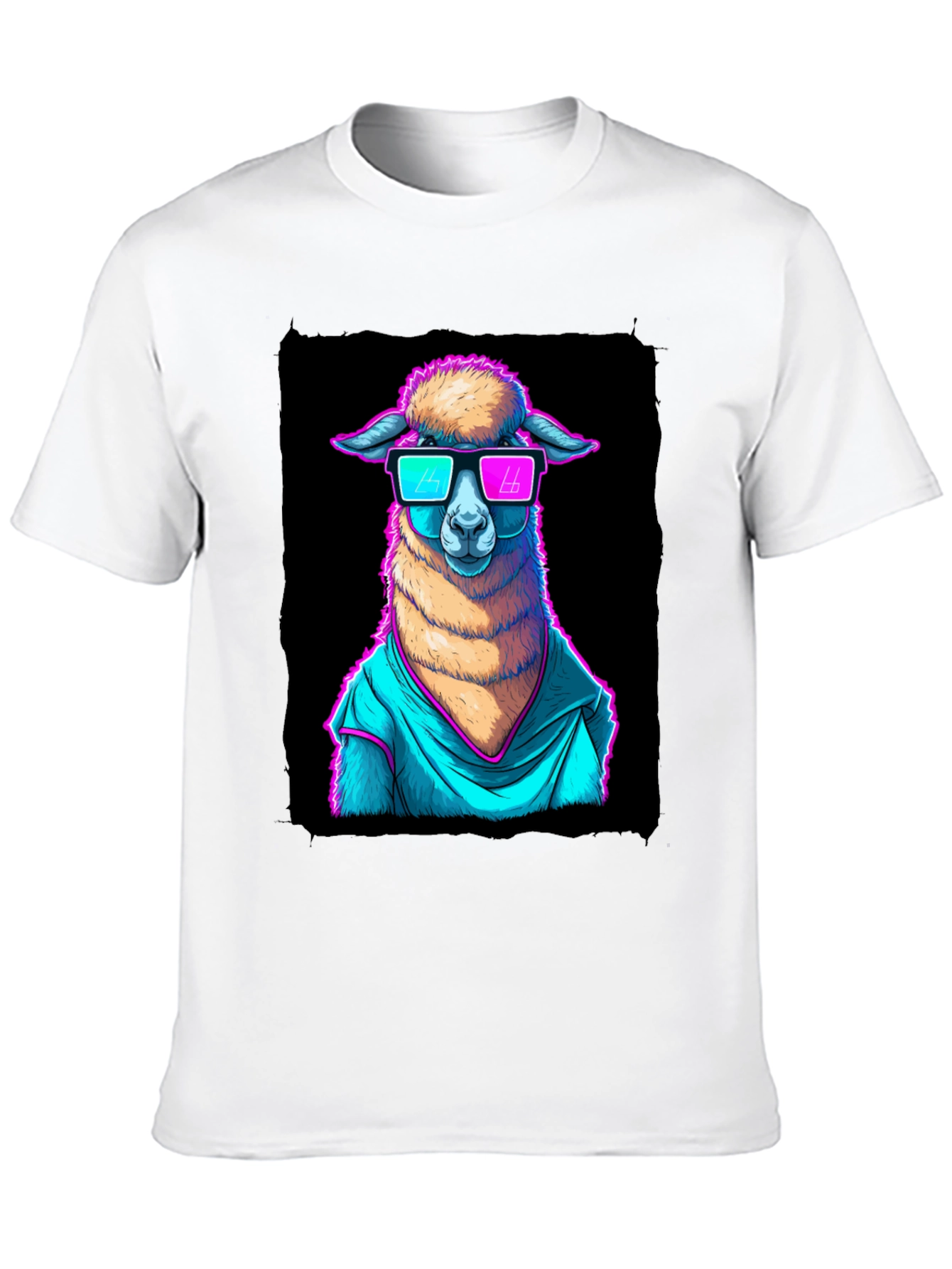 Black Cool Llama Graphic Tee - Retro Style view 10