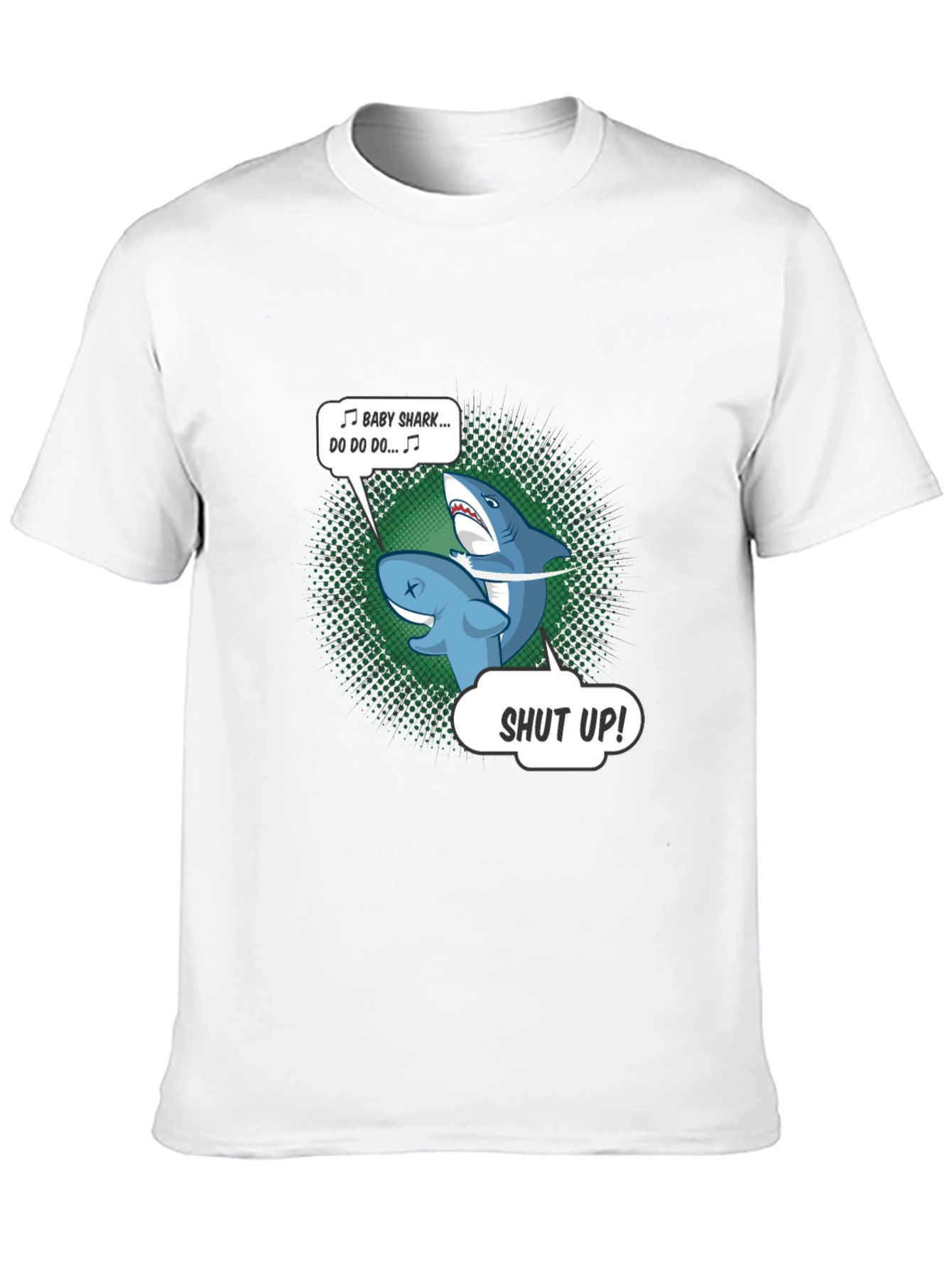 Black Baby Shark Shut Up Men's Black T-Shirt view 10