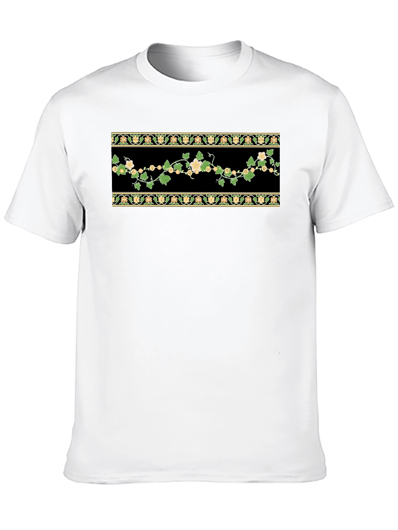 Black Floral Vine Graphic T-Shirt - Black view 10
