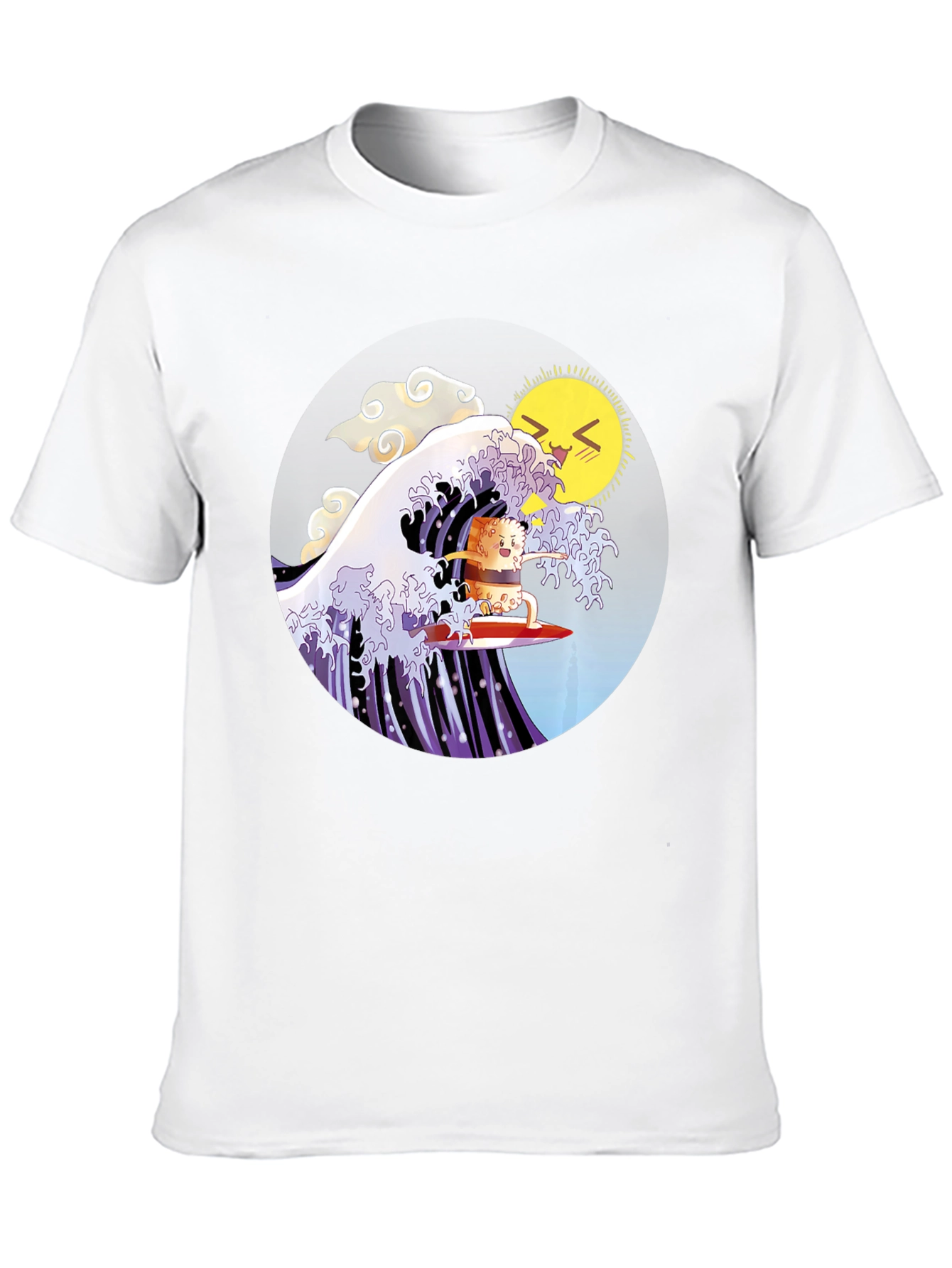 Black Sushi Surfer T-Shirt - Kawaii Wave Design view 10