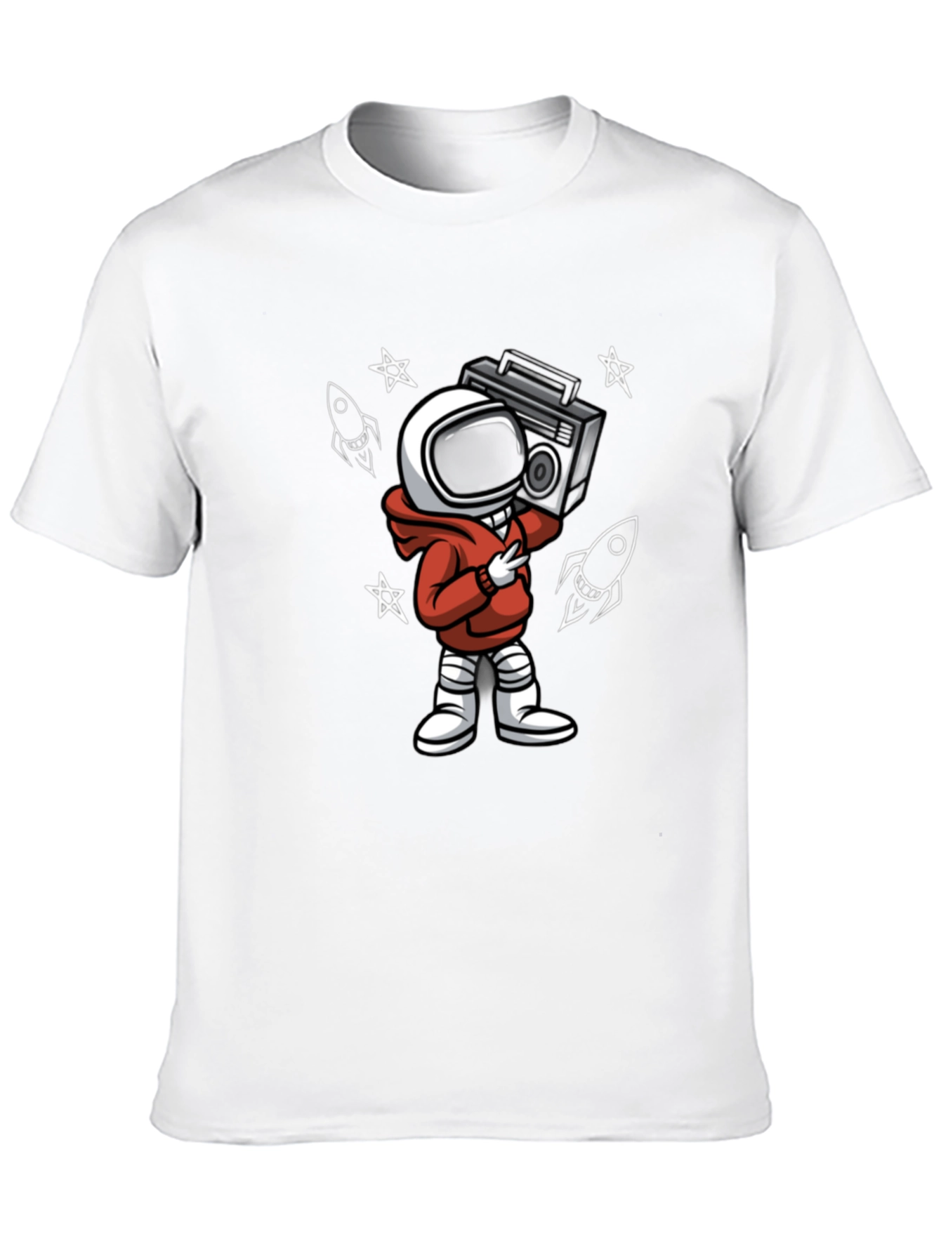 Black Astronaut Boombox Graphic Tee - Stylish Spaceman Design view 10