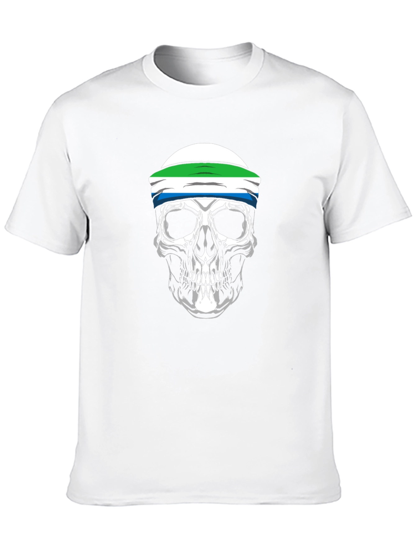 Black Sierra Leone Flag Skull T-Shirt view 10