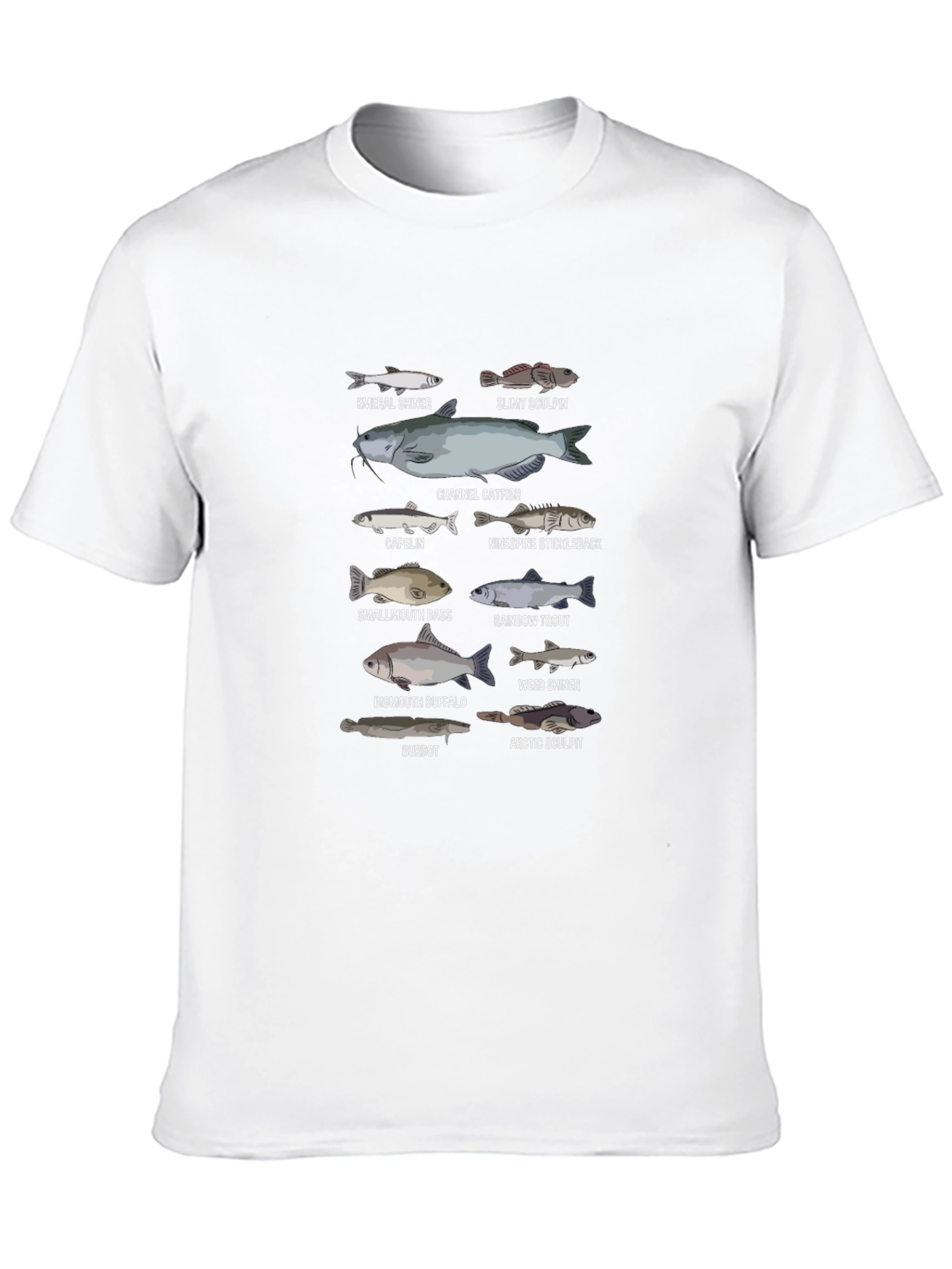 Black Fish Species Graphic Print Black T-Shirt view 10