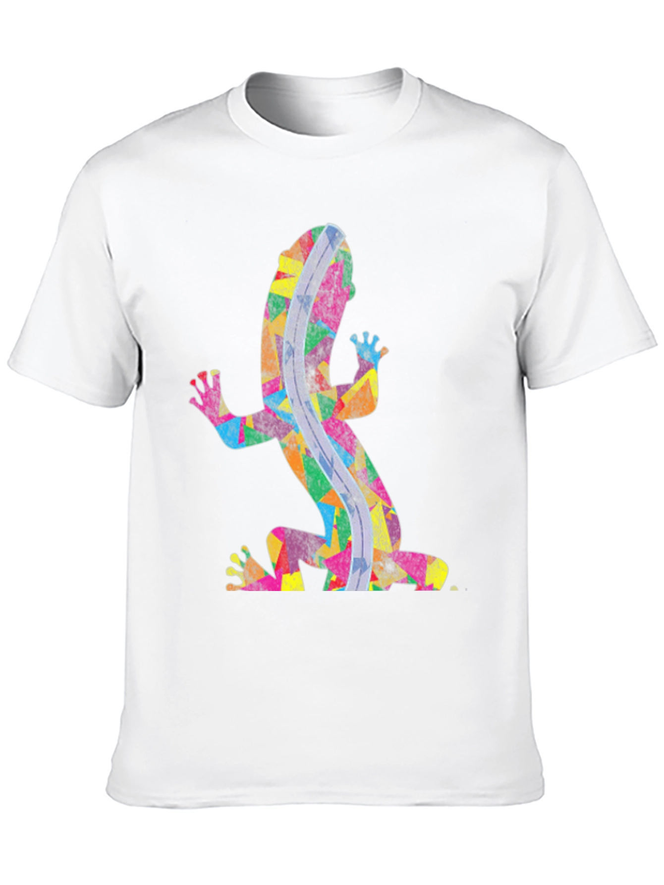 Black Colorful Gecko Print Black T-Shirt view 10