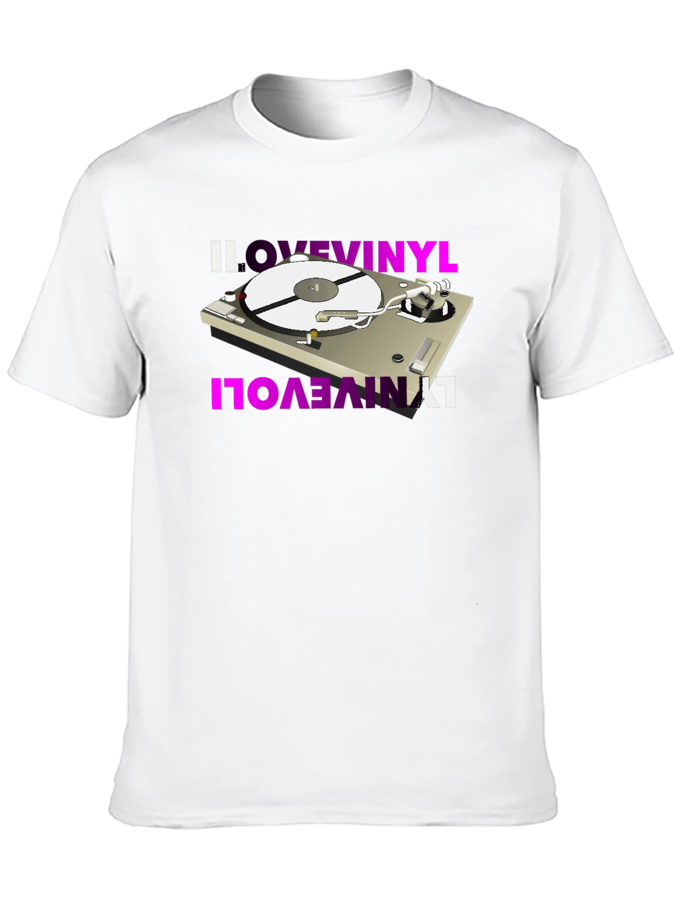 Black I Love Vinyl Turntable Graphic Tee view 10