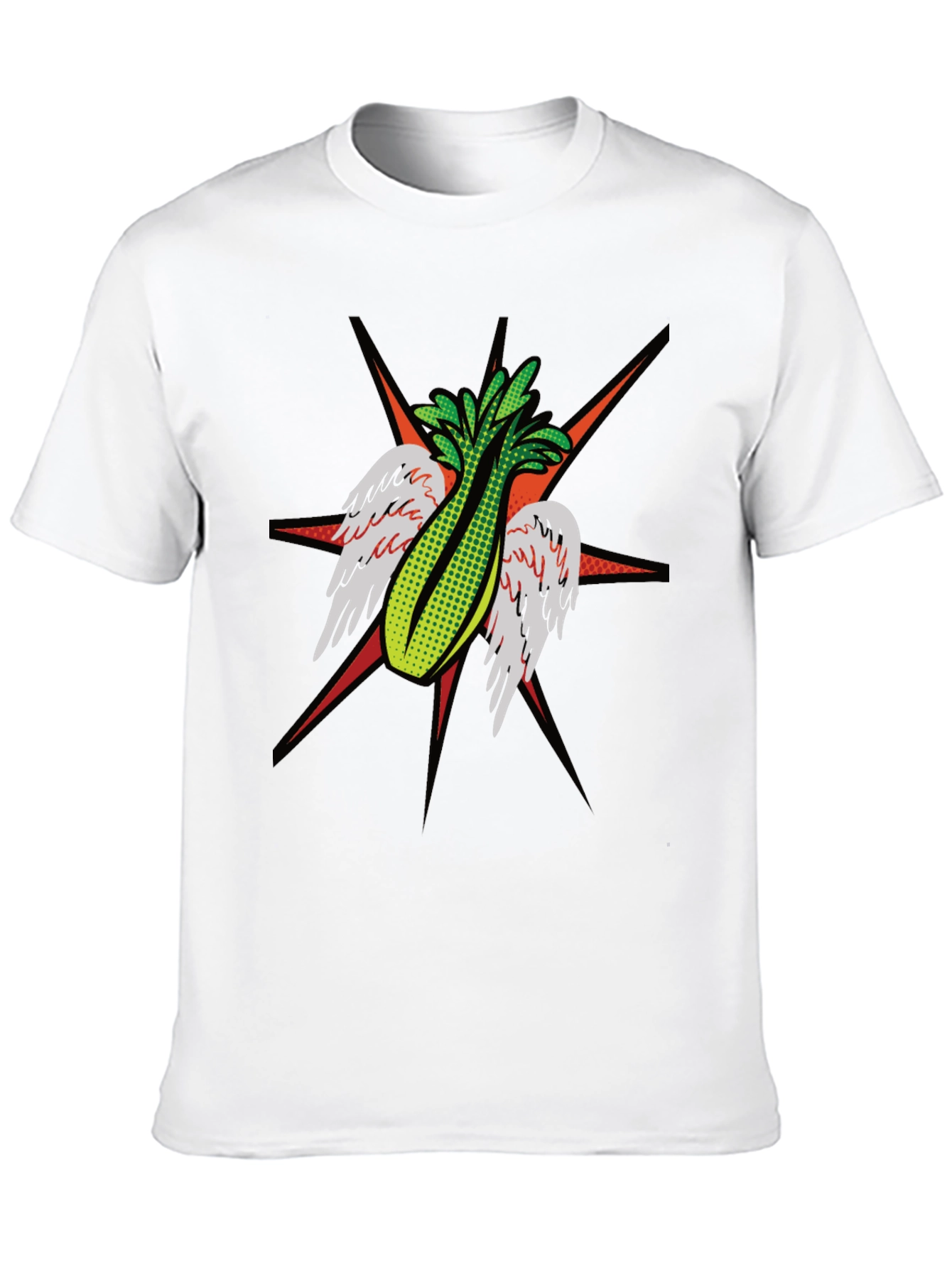 Black Winged Celery Graphic Tee - Quirky Black T-Shirt view 10