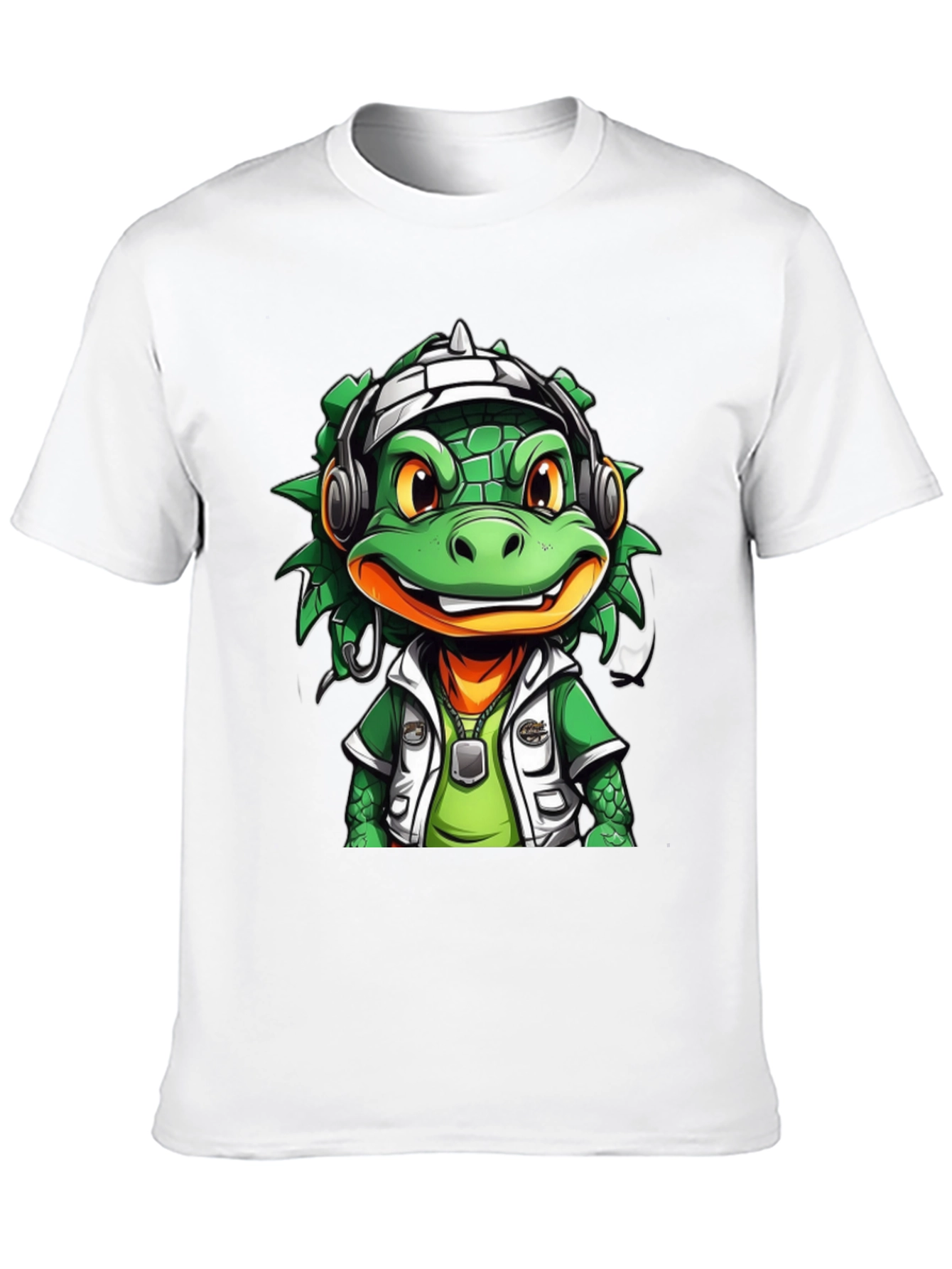 Black Cool Cartoon Lizard Graphic T-Shirt view 10