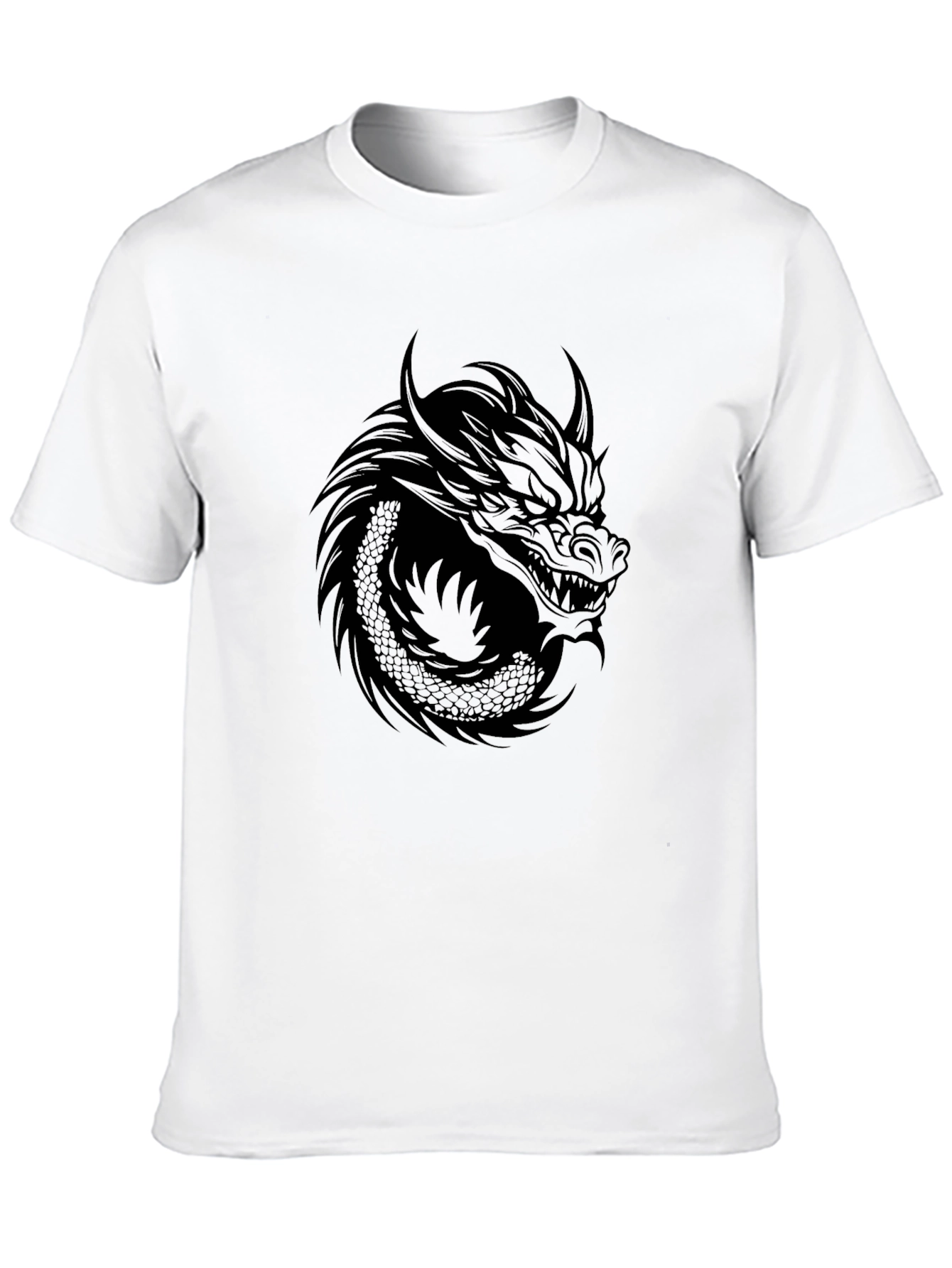 Black Men's Black Dragon Graphic Tee - Stylish Crew Neck T-Shirt view 10