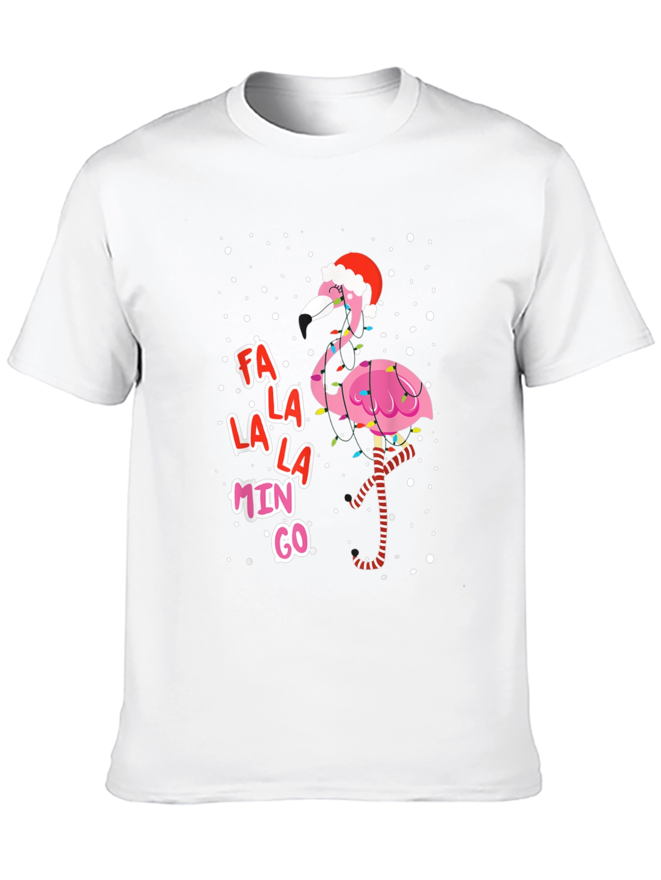 Black Festive Flamingo Christmas Tee - Fa La La La Mingo! view 10