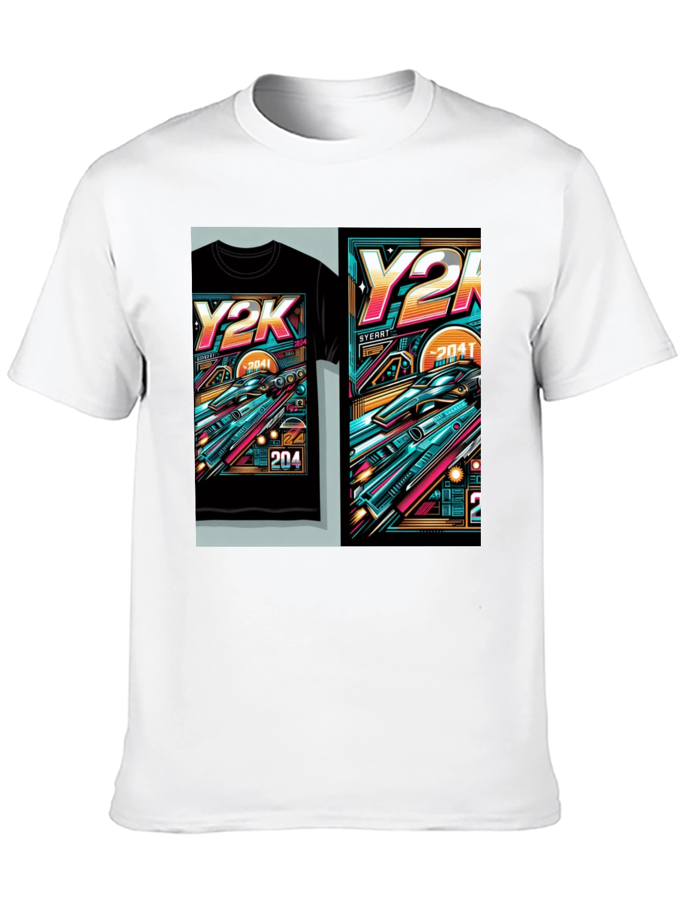 Black Y2K Graphic Tee - Retro Futuristic Design view 10