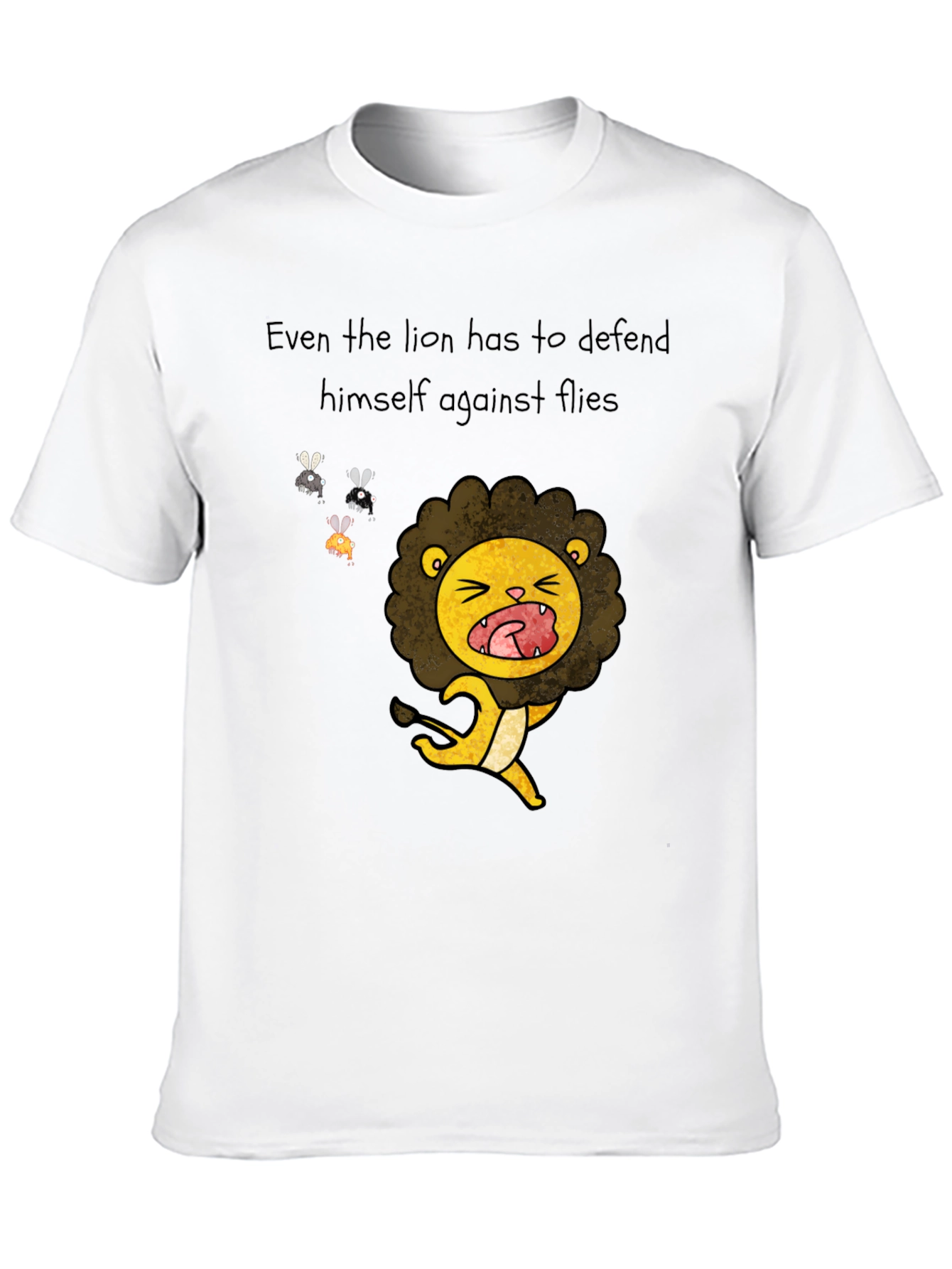Black Funny Lion Cartoon T-Shirt - Even Lions Have Bad Days! view 10