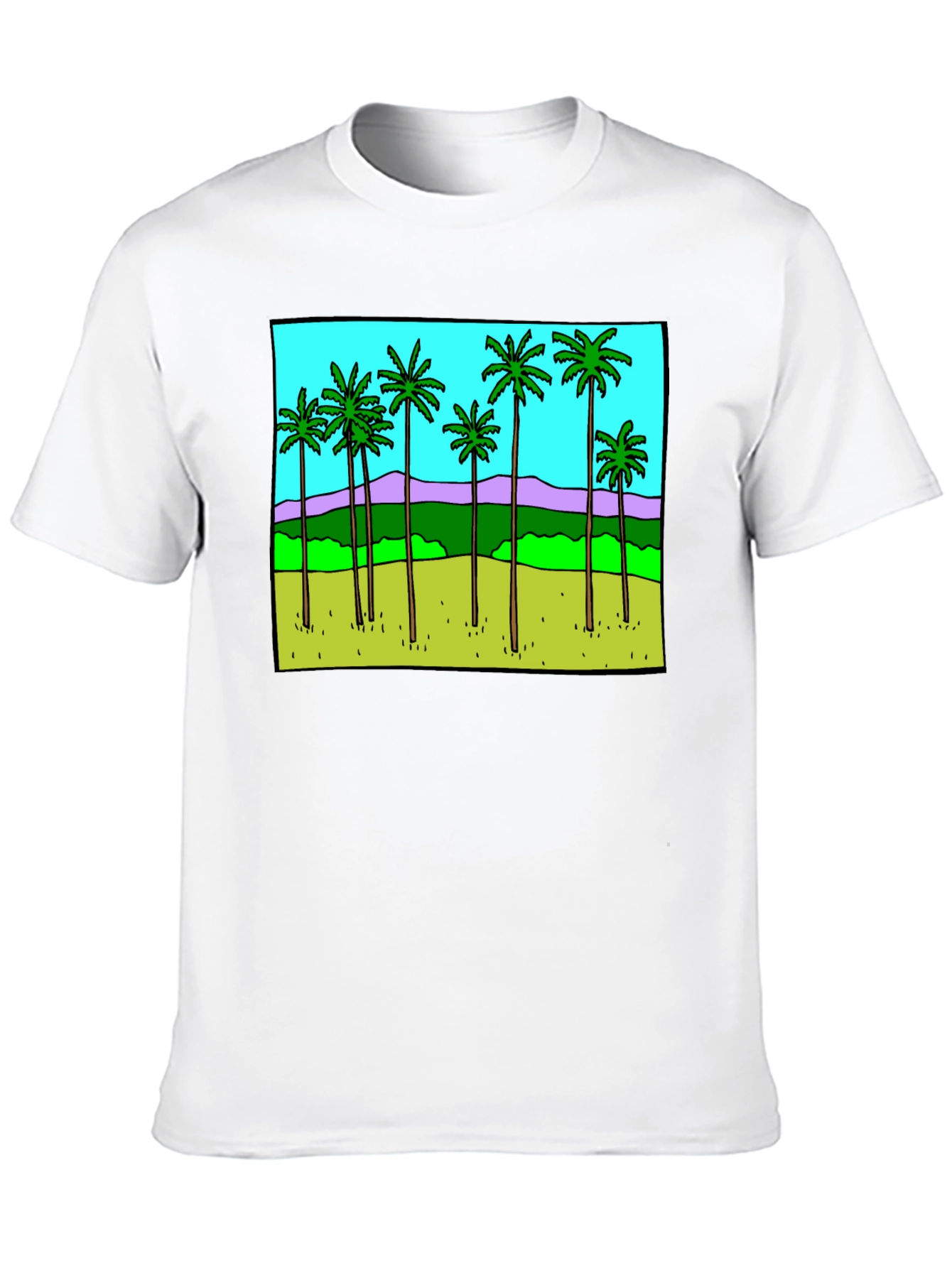 Black Palm Tree Graphic Tee - Black Casual T-Shirt view 10
