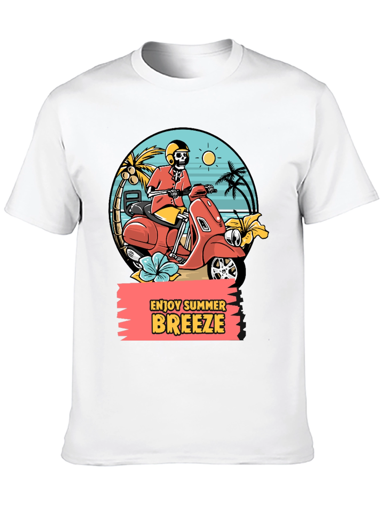 Black Summer Breeze Skeleton Scooter Graphic Tee view 10