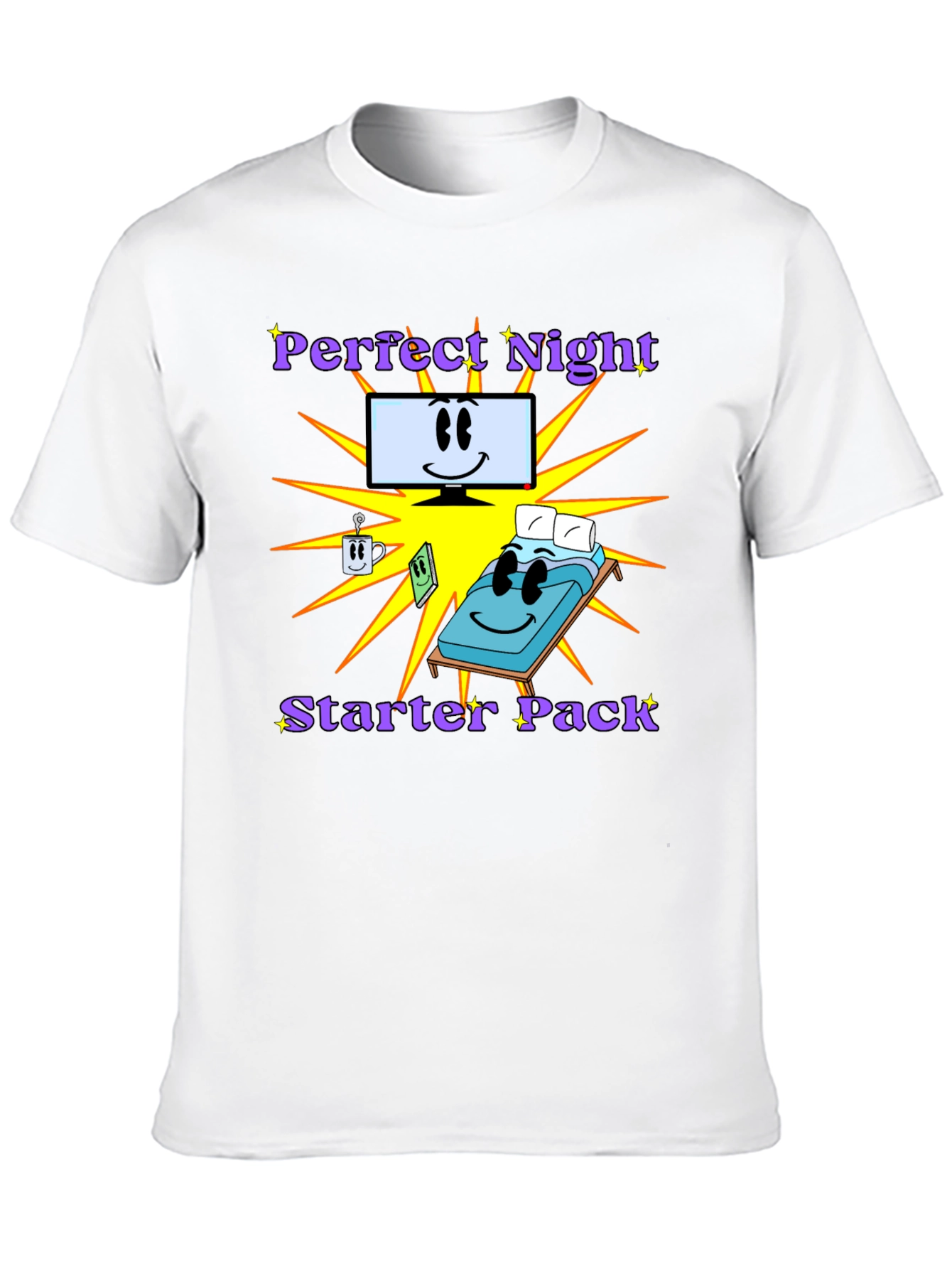Black Perfect Night Starter Pack T-Shirt - Comfy Cartoon Tee view 10
