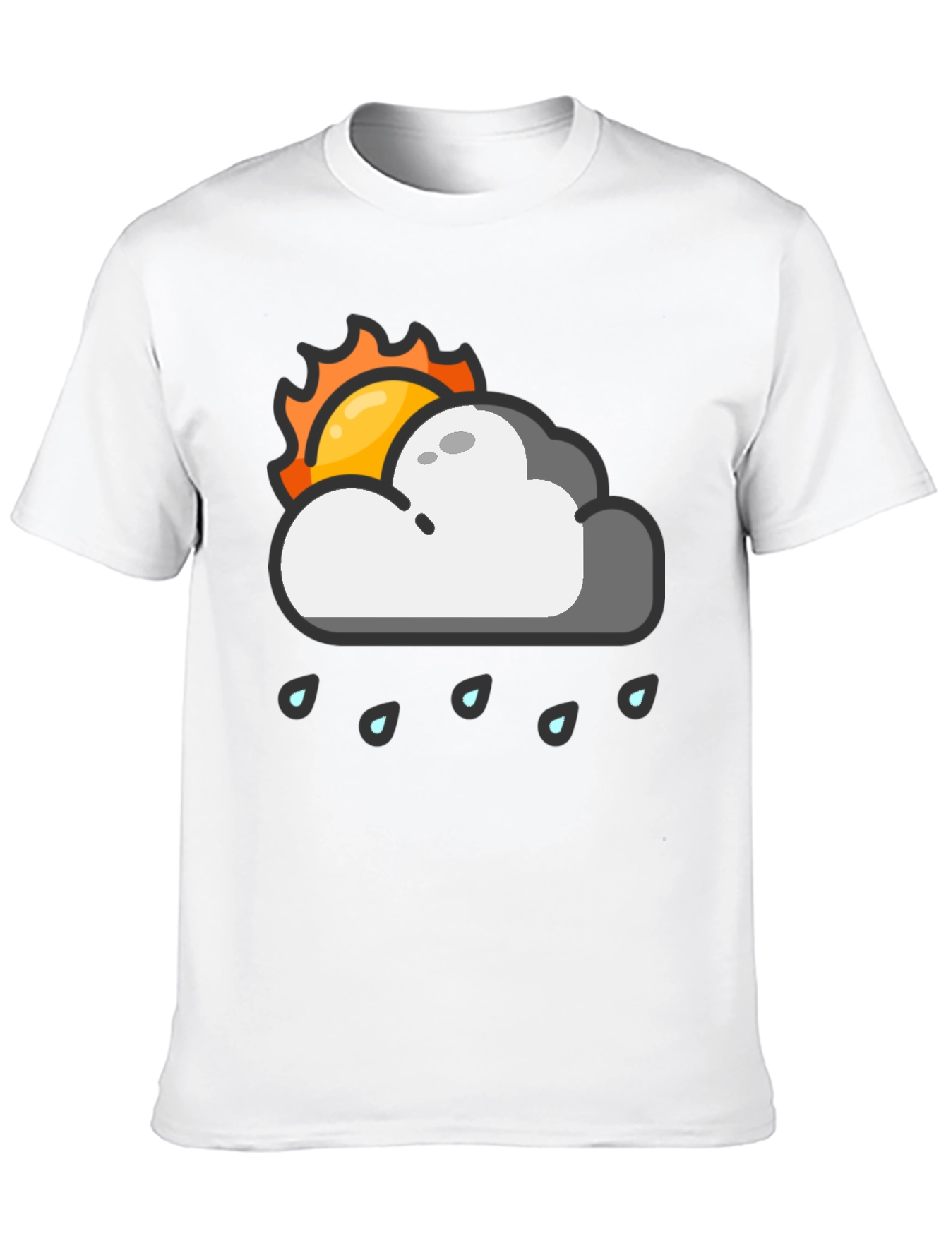 Black Rainy Day Sun Graphic Tee - Black Cotton T-Shirt view 10