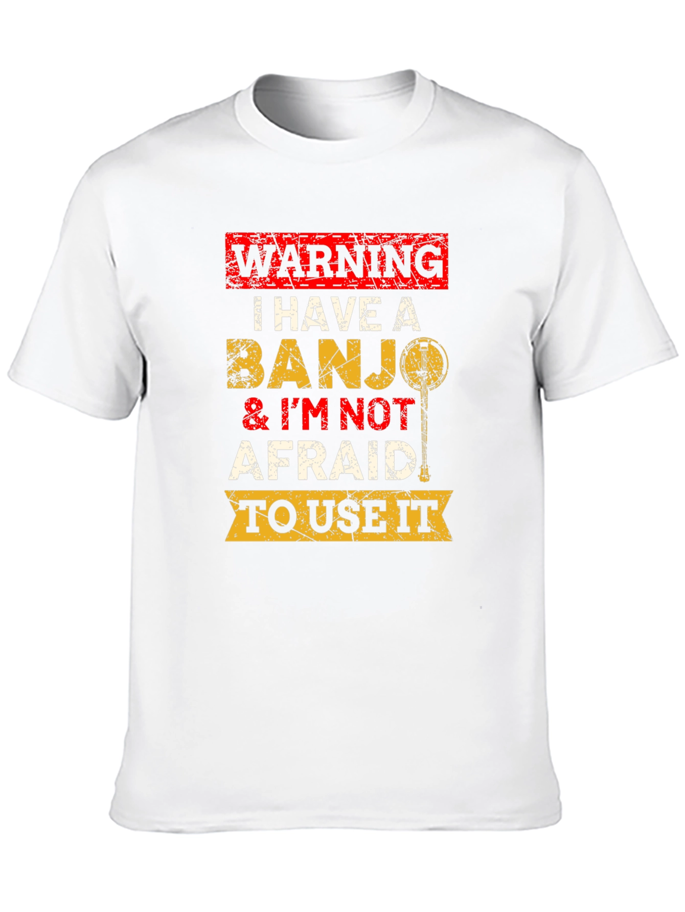 Black Warning Banjo T-Shirt Funny Musician Tee view 10