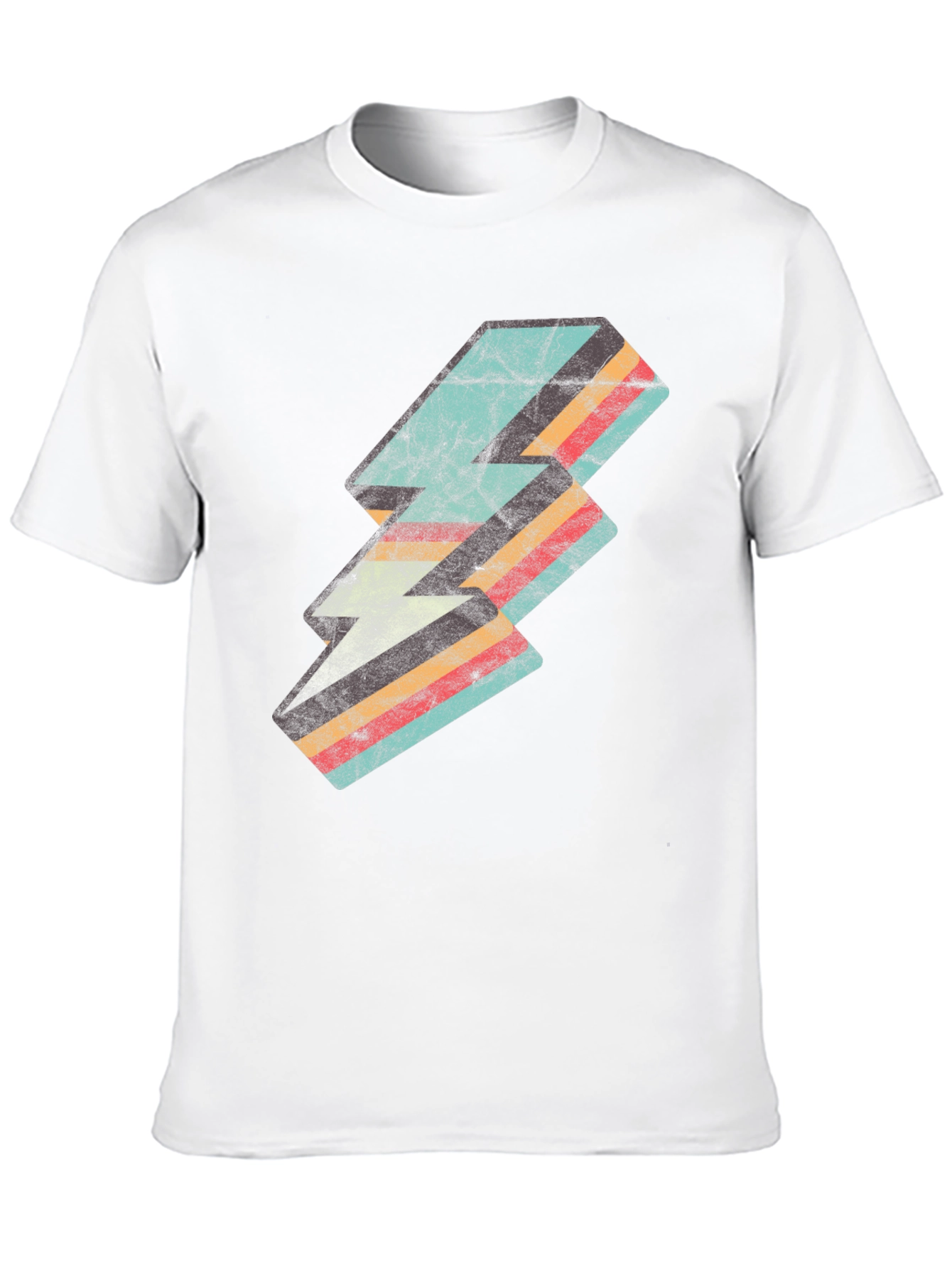 Black Retro Lightning Bolt Graphic Tee view 10