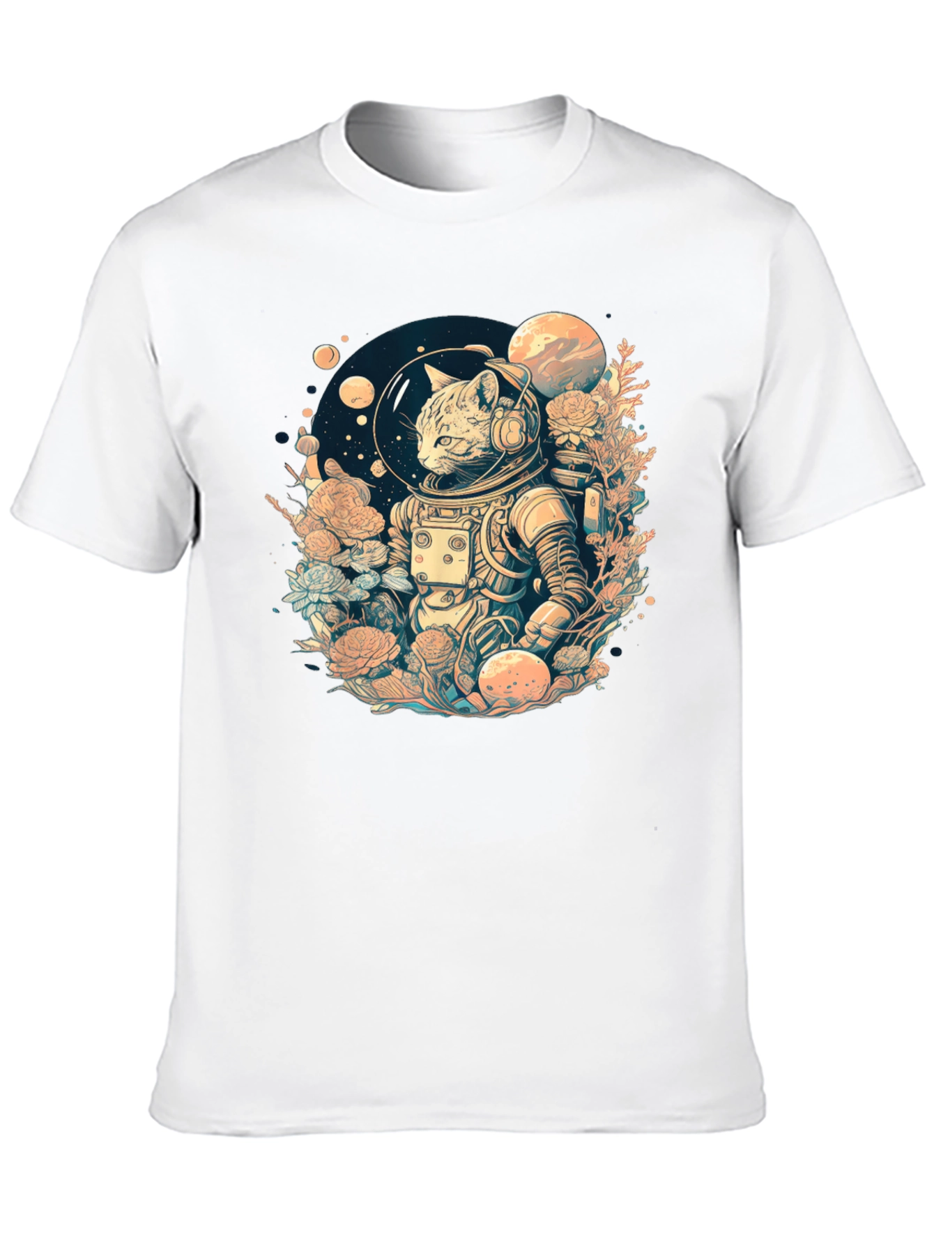 Black Cosmic Cat Astronaut Graphic Tee view 10