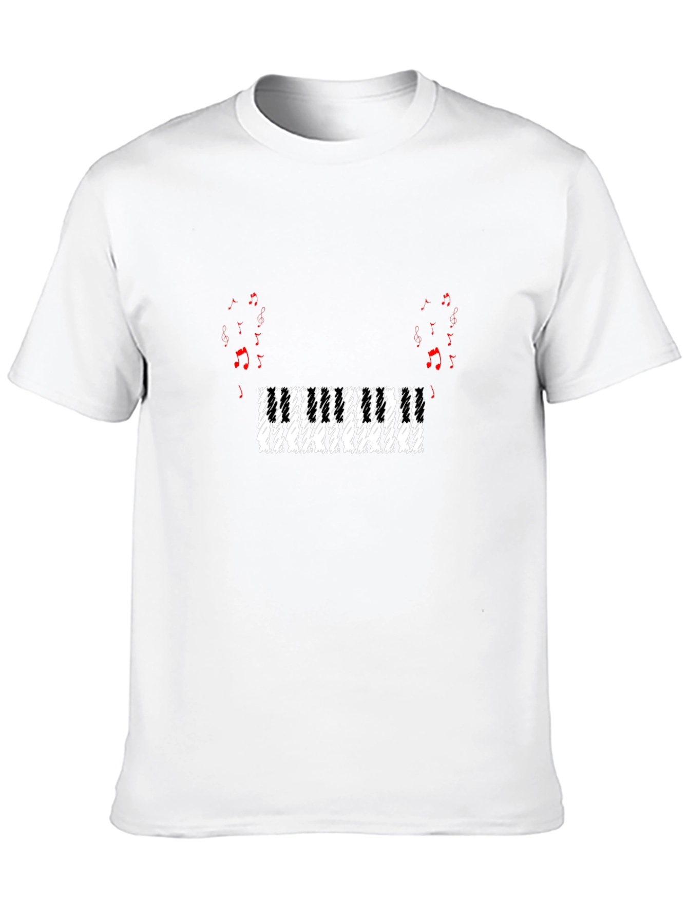Black Piano Keys Music Notes Graphic T-Shirt view 10