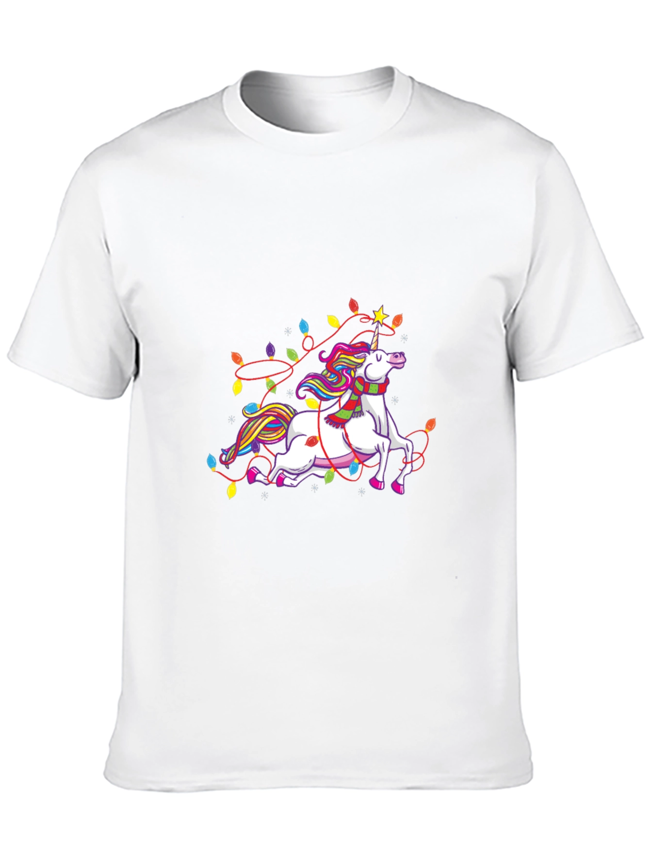 Black Unicorn Christmas Lights Black Tee view 10