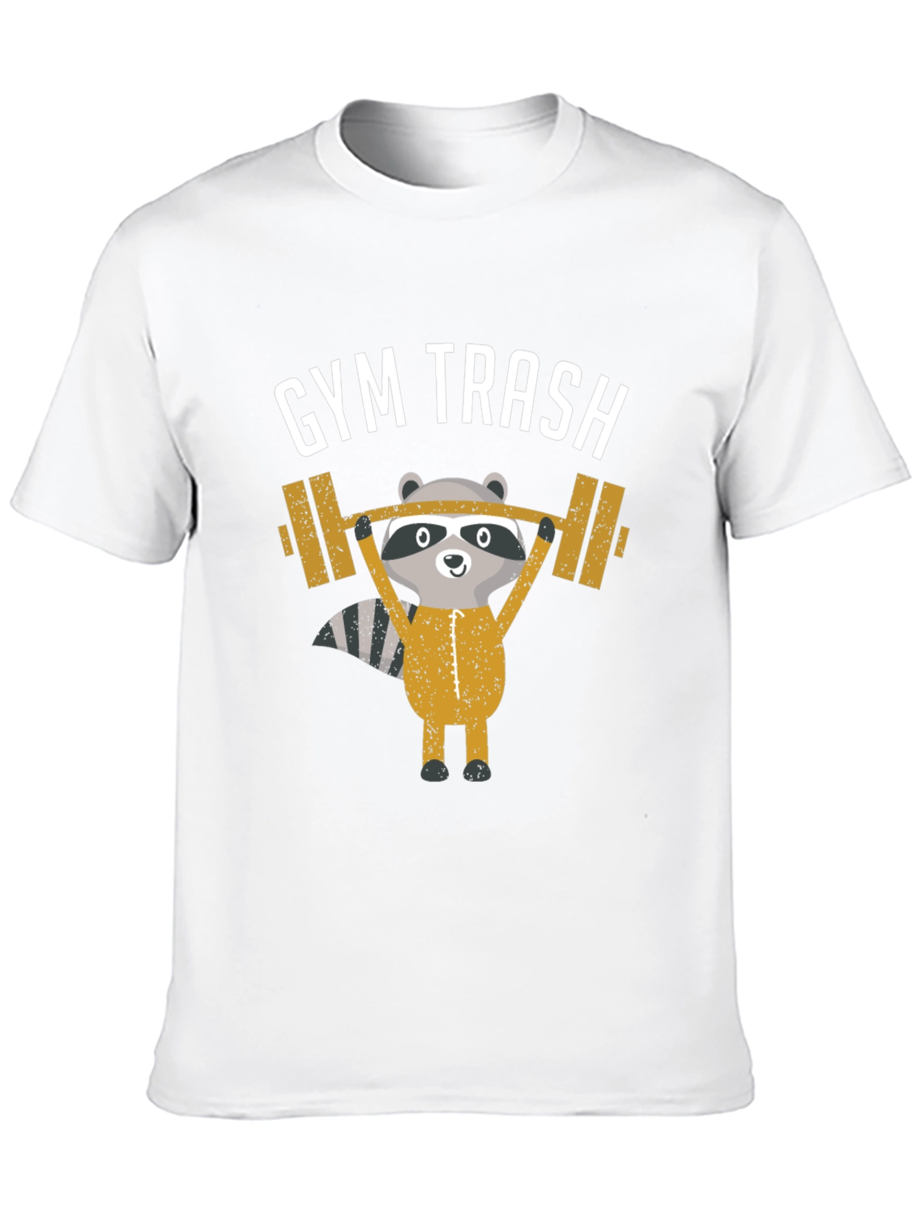 Black Gym Trash Raccoon Weightlifting T-Shirt view 10