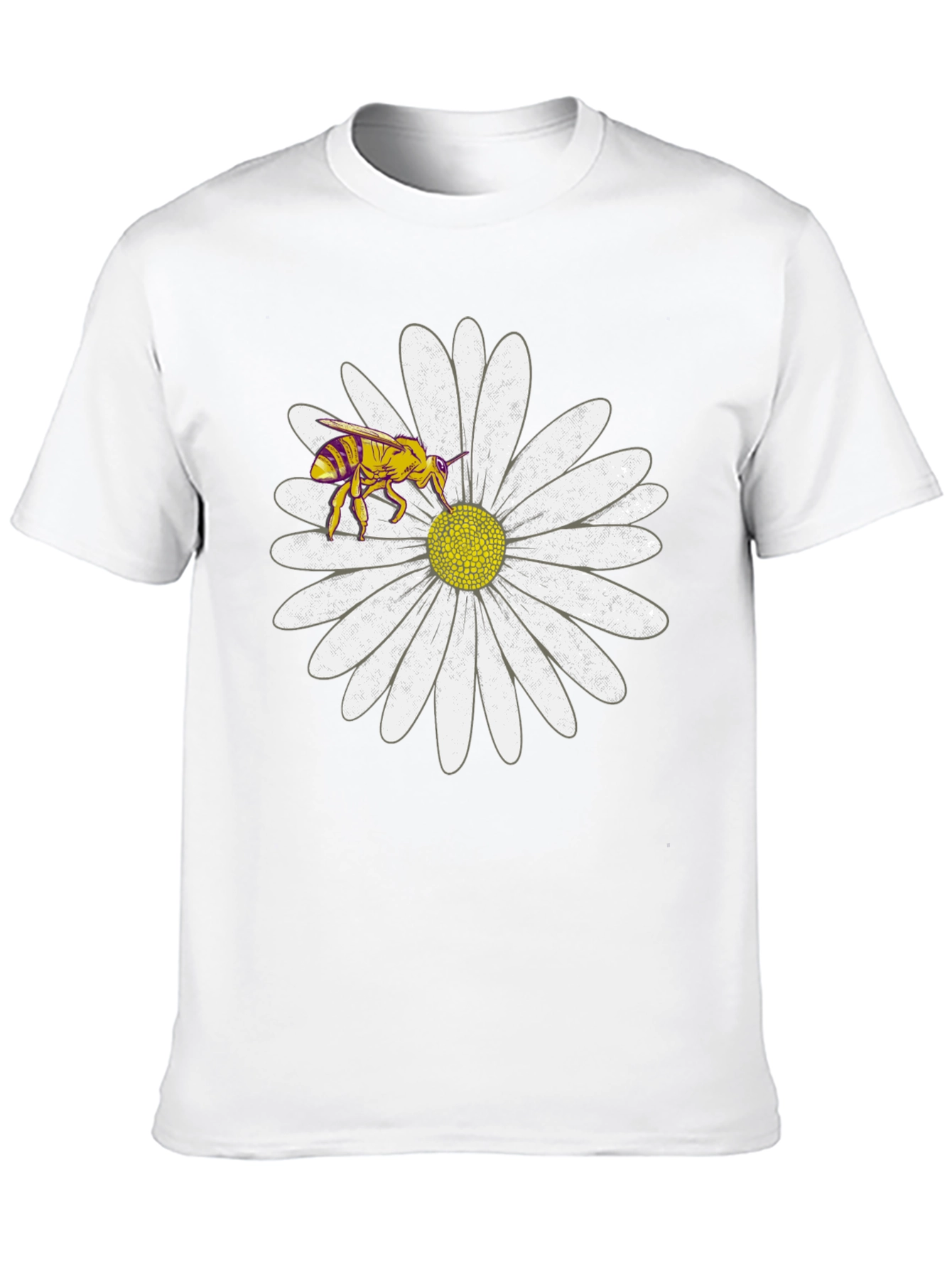 Black Bee on Daisy Graphic Tee - Black Cotton T-Shirt view 10
