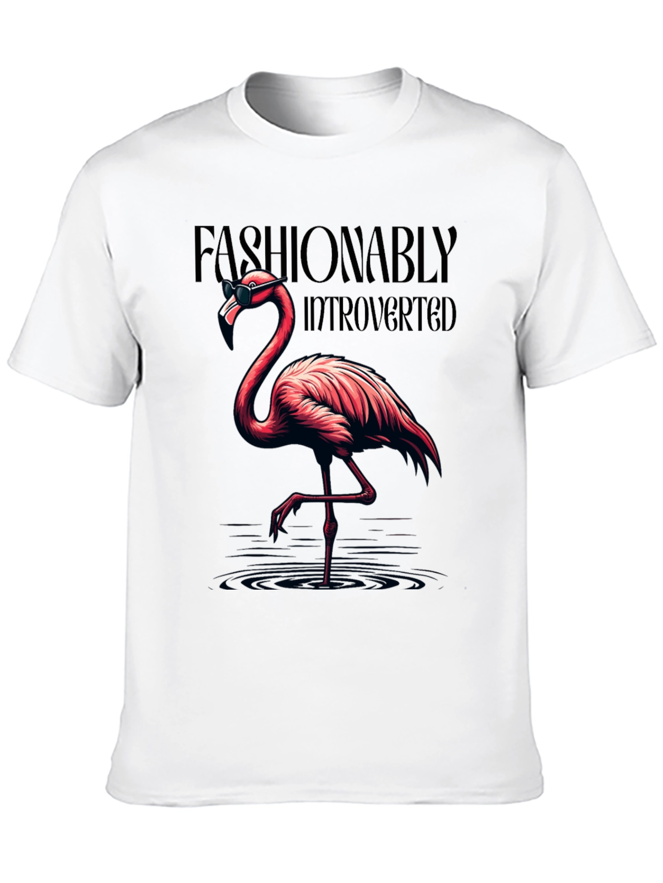 Black Fashionably Introverted Flamingo T-Shirt view 10