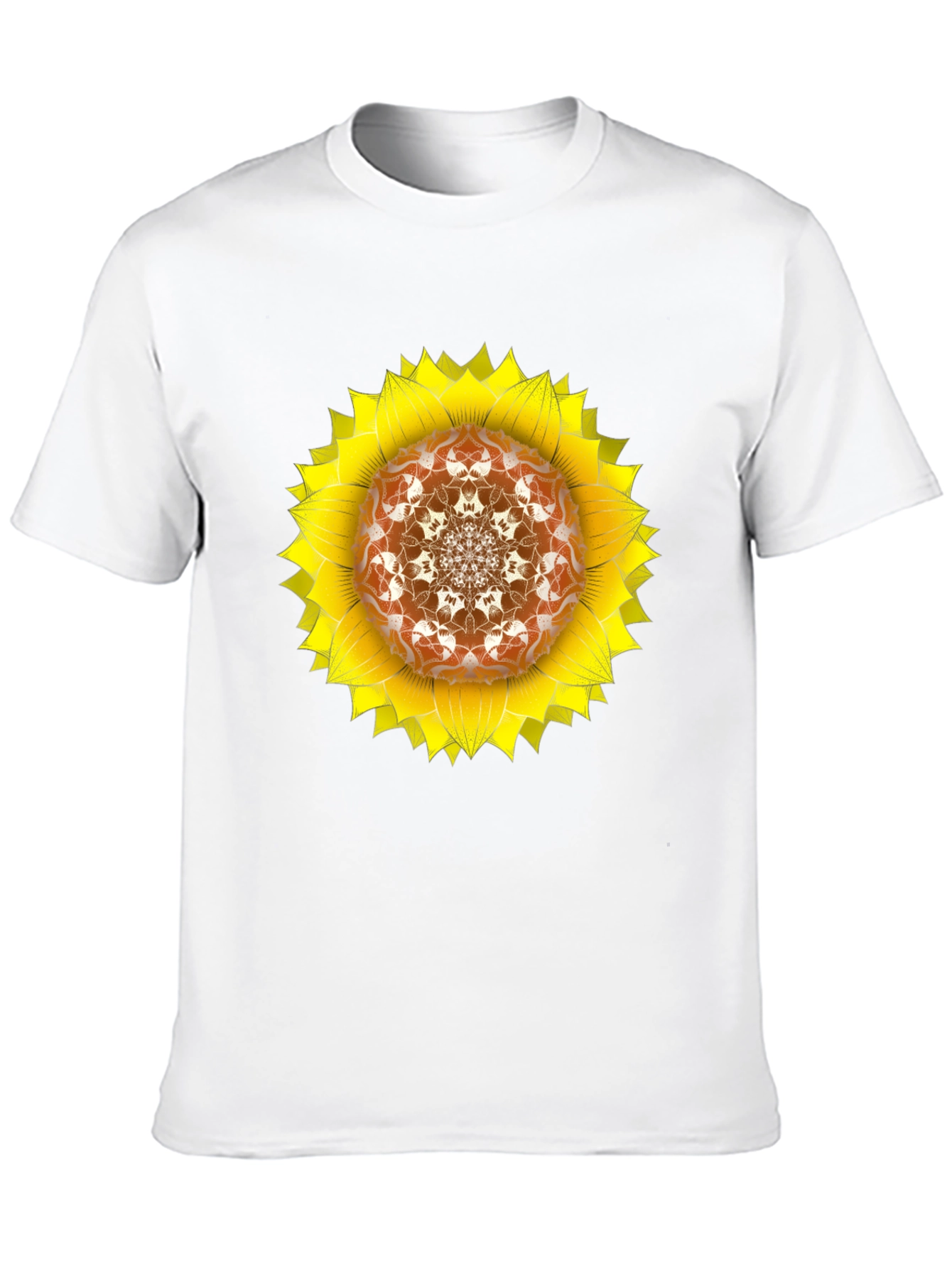 Black Sunflower Mandala Black T-Shirt view 10