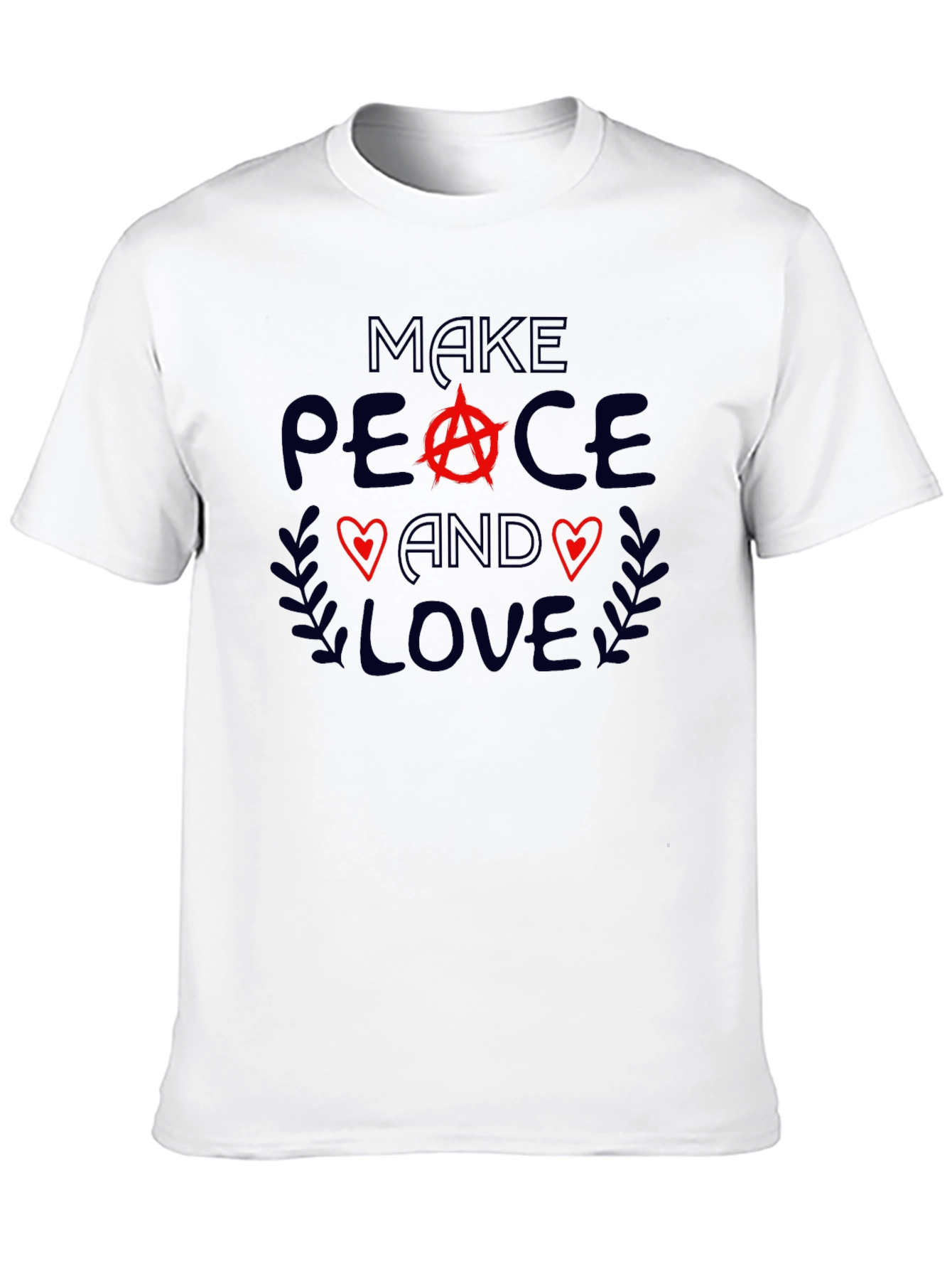 Black Make Peace and Love Graphic T-Shirt - Unisex view 10