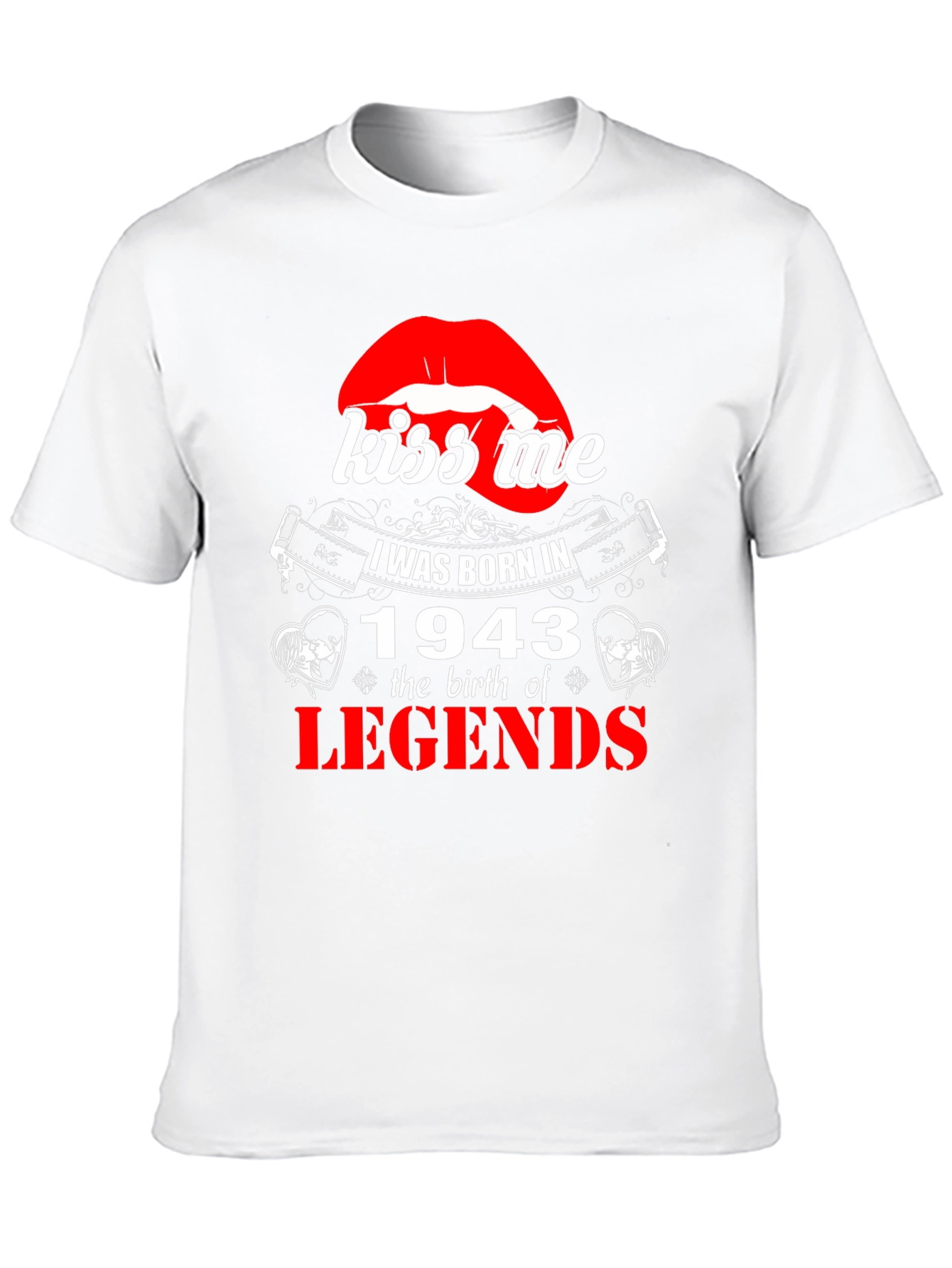 Black Kiss Me - Born in 1943 - Legend T-Shirt view 10
