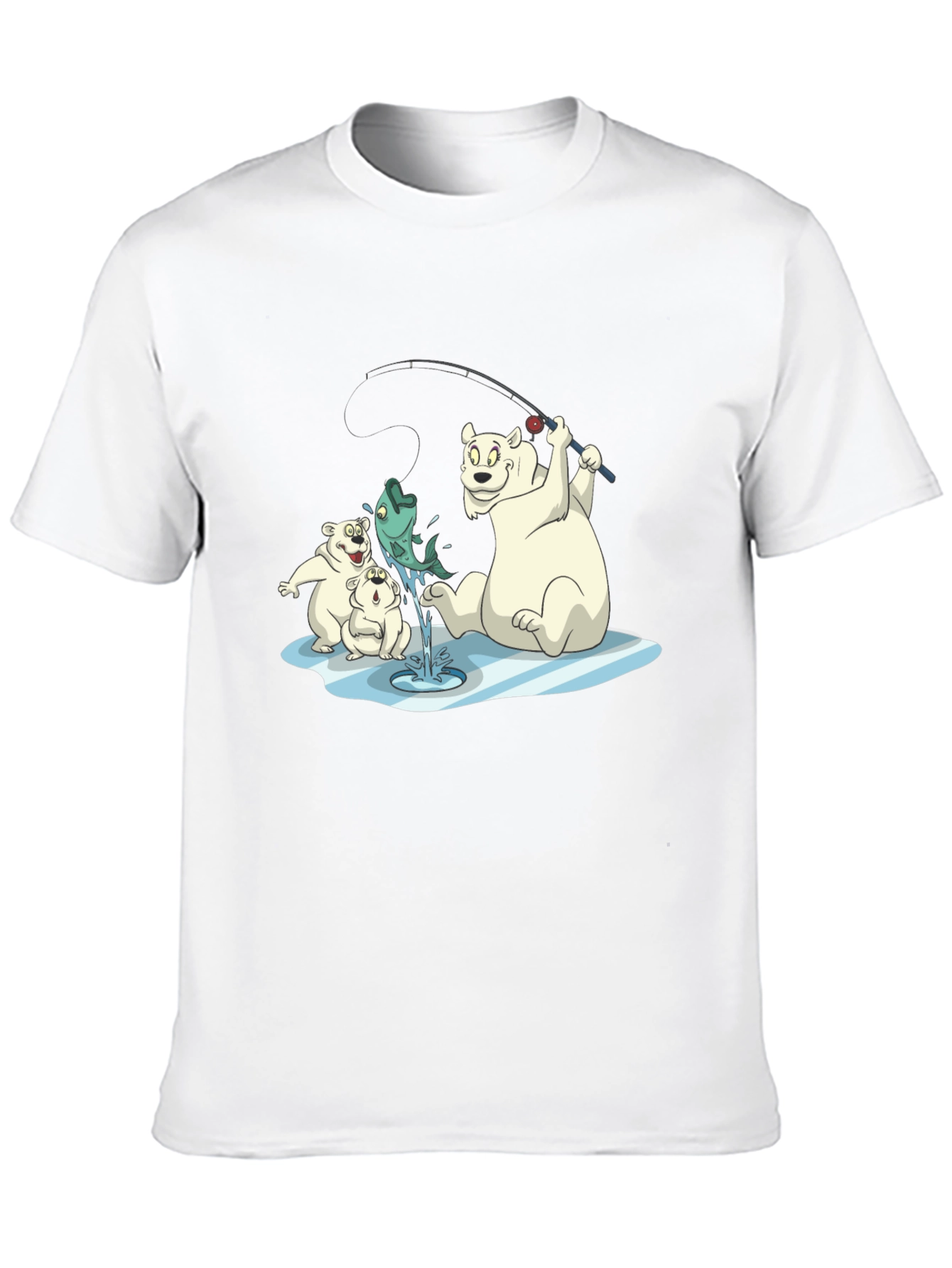 Black Polar Bear Fishing T-Shirt view 10