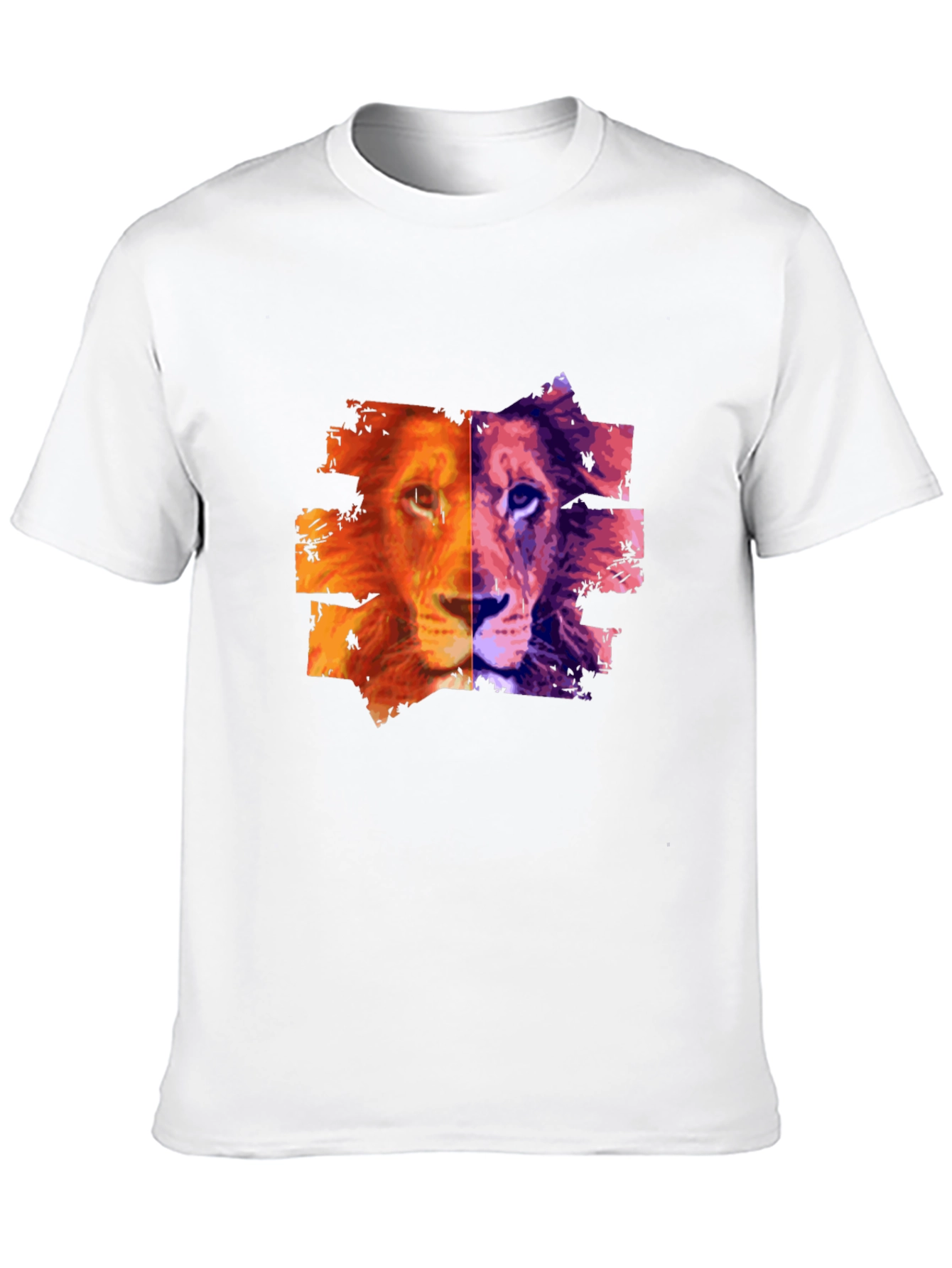 Black Lion Split Face Graphic Print Black T-Shirt view 10