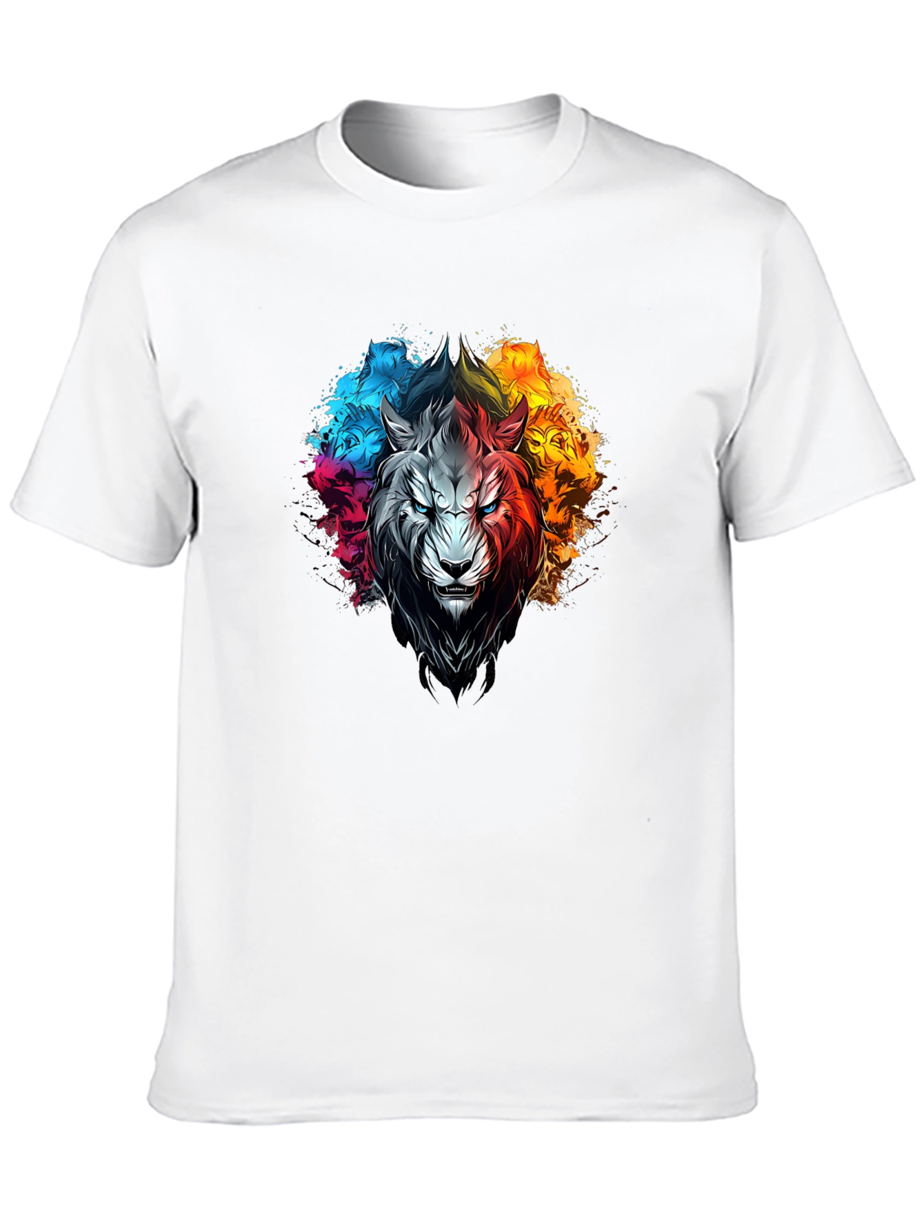 Black Colorful Lion Graphic Print T-Shirt view 10