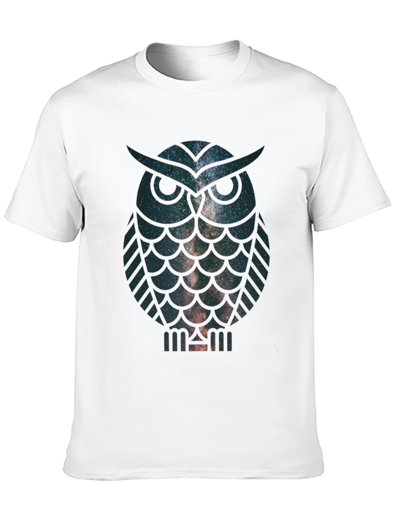 Black Galaxy Owl Graphic Print Crew Neck T-Shirt view 10