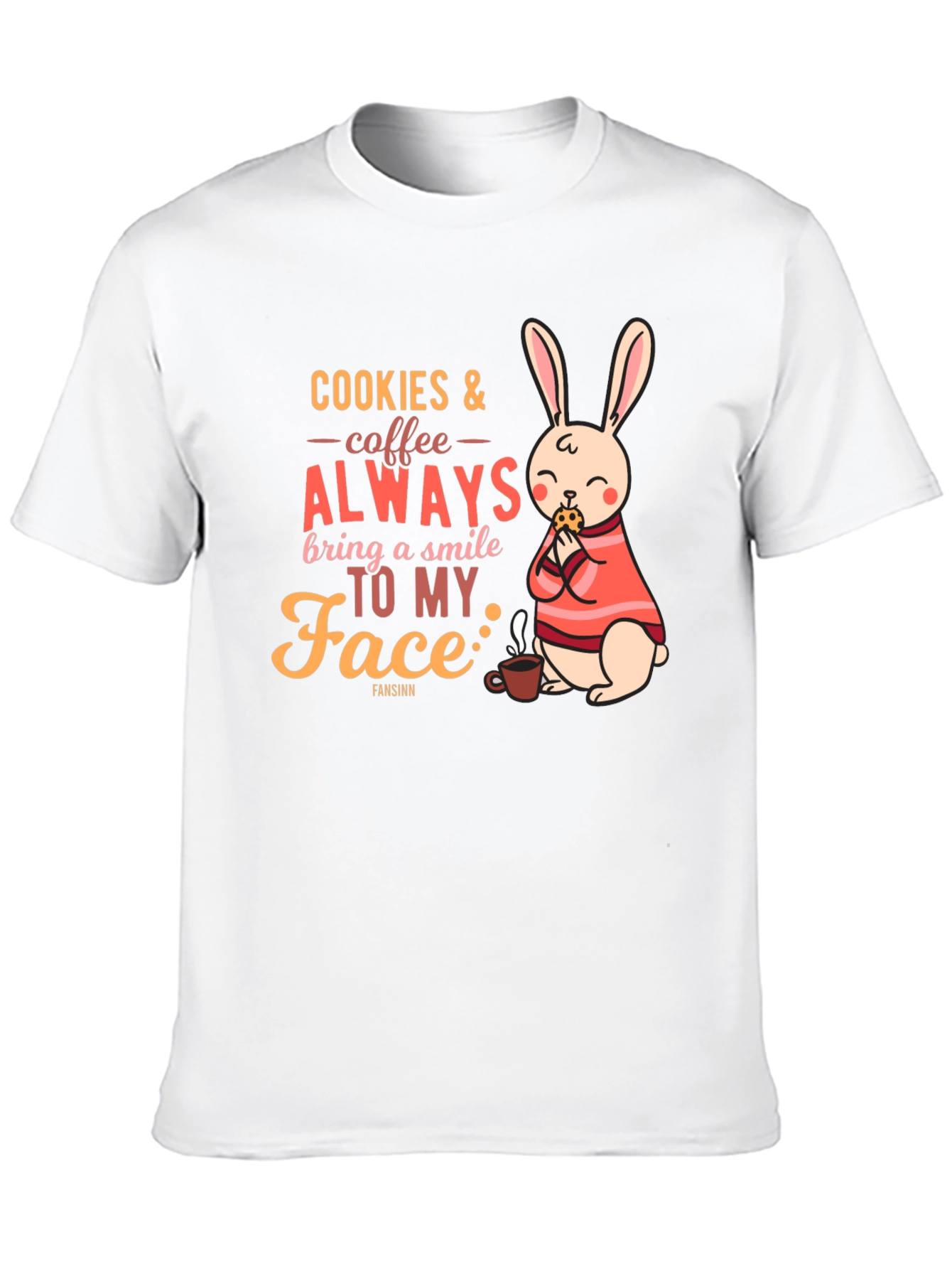 Black Cookies & Coffee T-Shirt - Bunny and Quote Design view 10