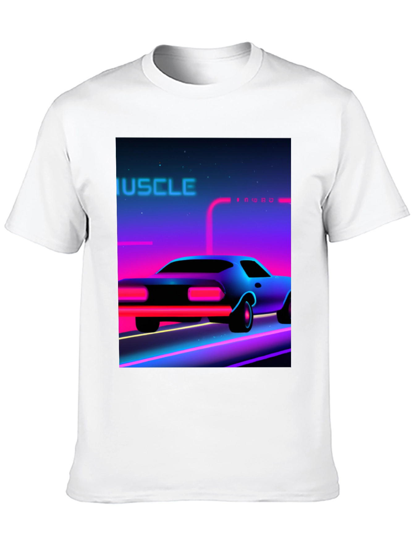Black Retro Muscle Car Graphic Tee - Black Cotton T-Shirt view 10