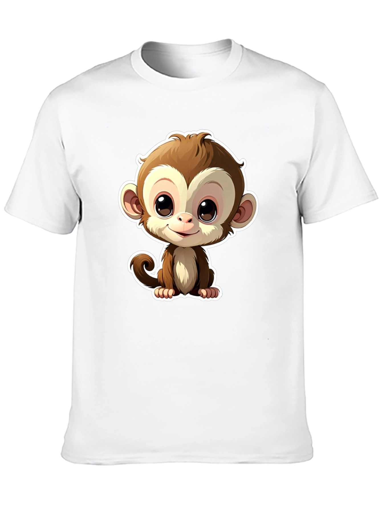 Black Cute Monkey Graphic Tee - Black Casual T-Shirt view 10