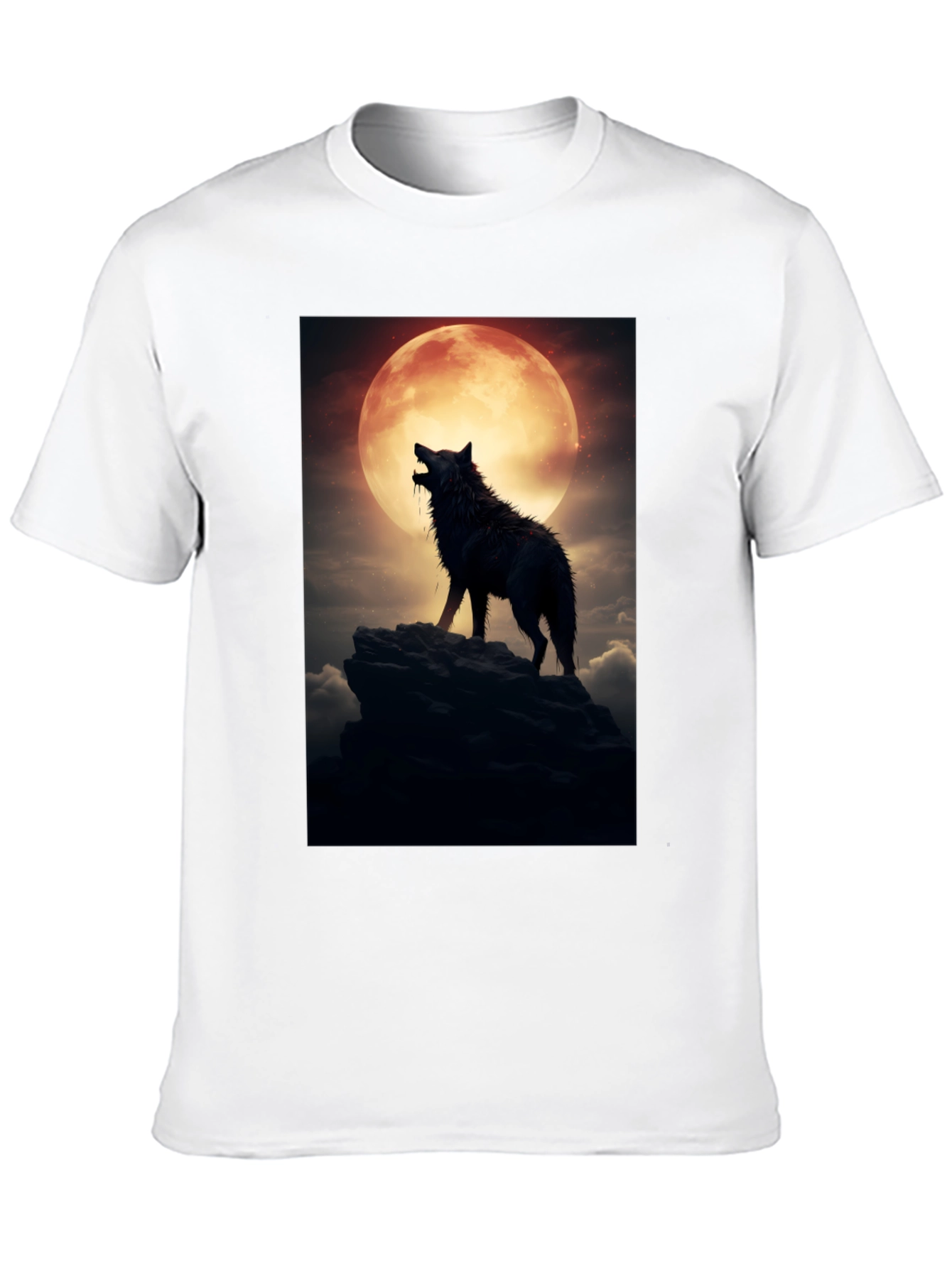 Black Wolf Howling at Moon Graphic Tee view 10