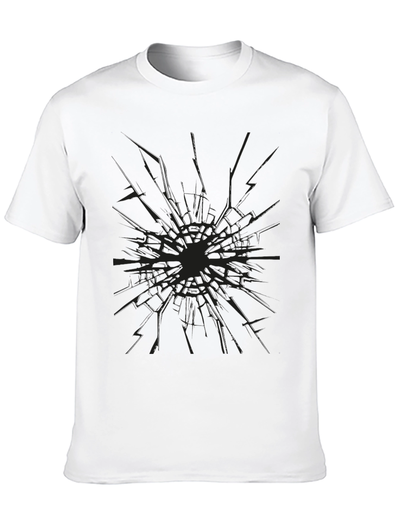 Black Cracked Glass Graphic Black T-Shirt view 10