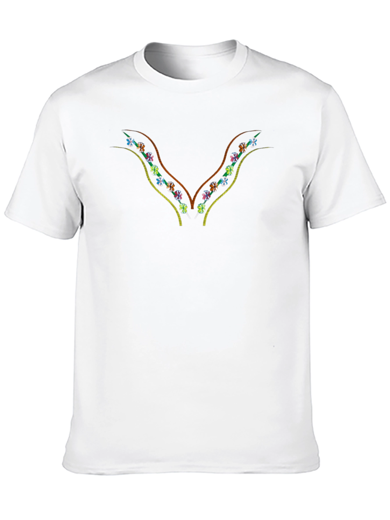 Black Embroidered Floral V-Neck Black T-Shirt view 10