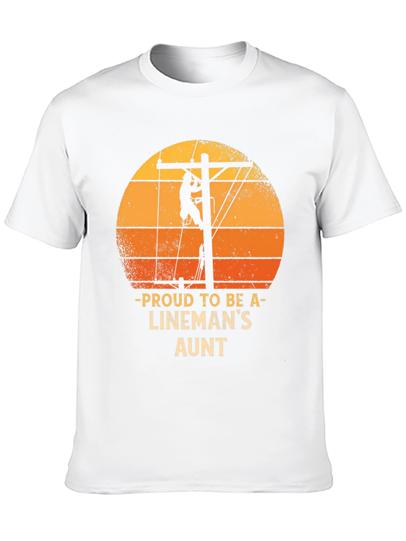 Black Proud Lineman's Aunt T-Shirt Retro Sunset Lineworker Tee view 10