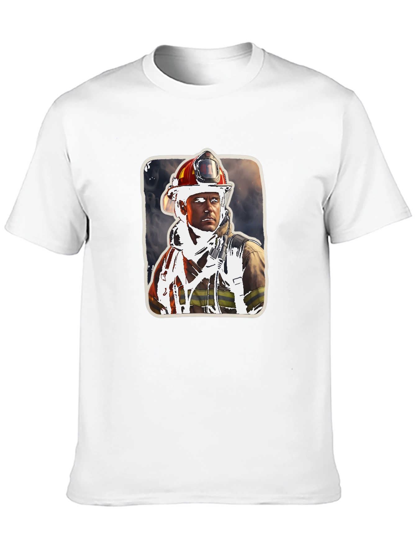 Black Firefighter Portrait Graphic Tee view 10