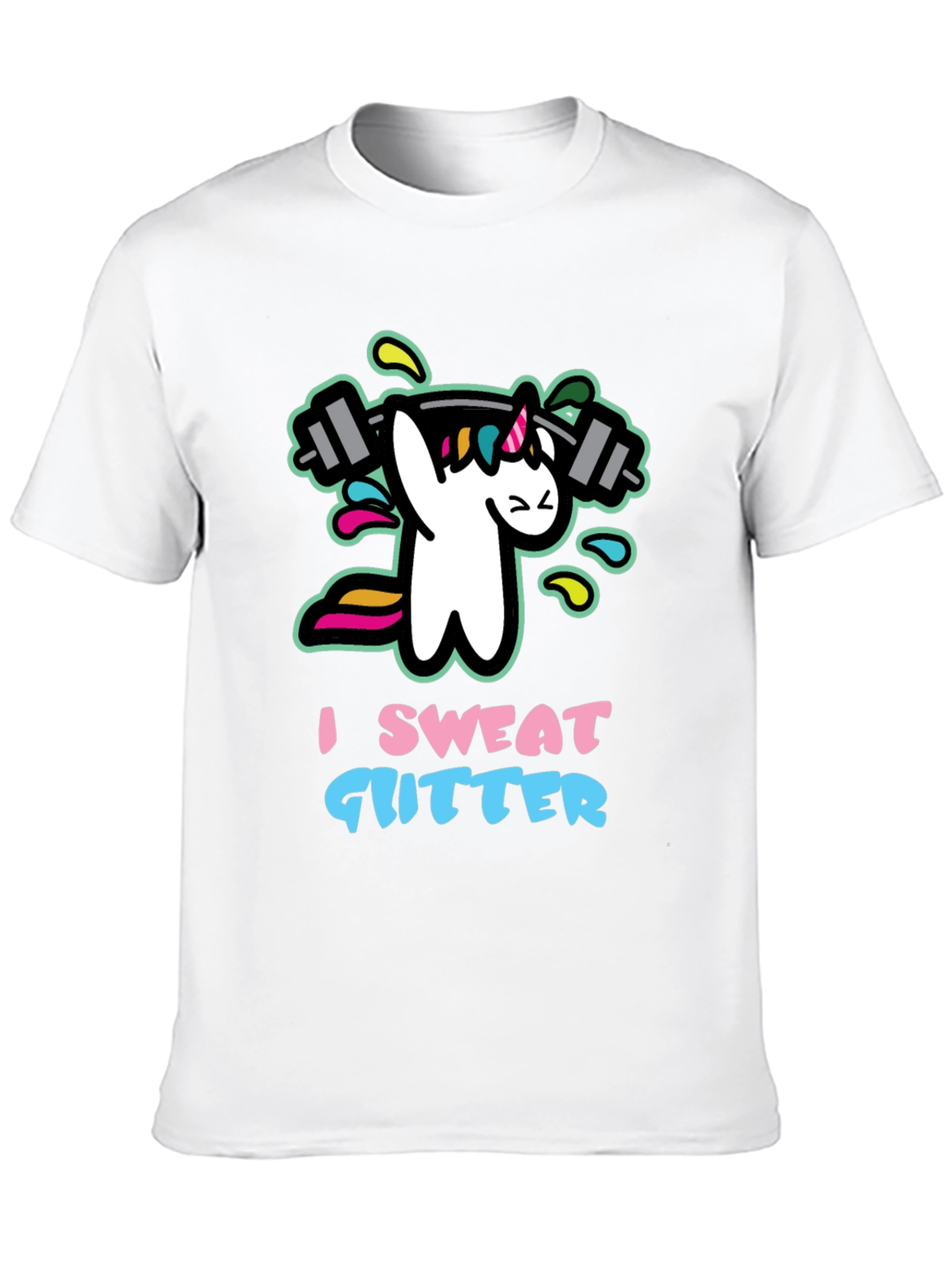 Black I Sweat Glitter Unicorn Gym Black T-Shirt view 10