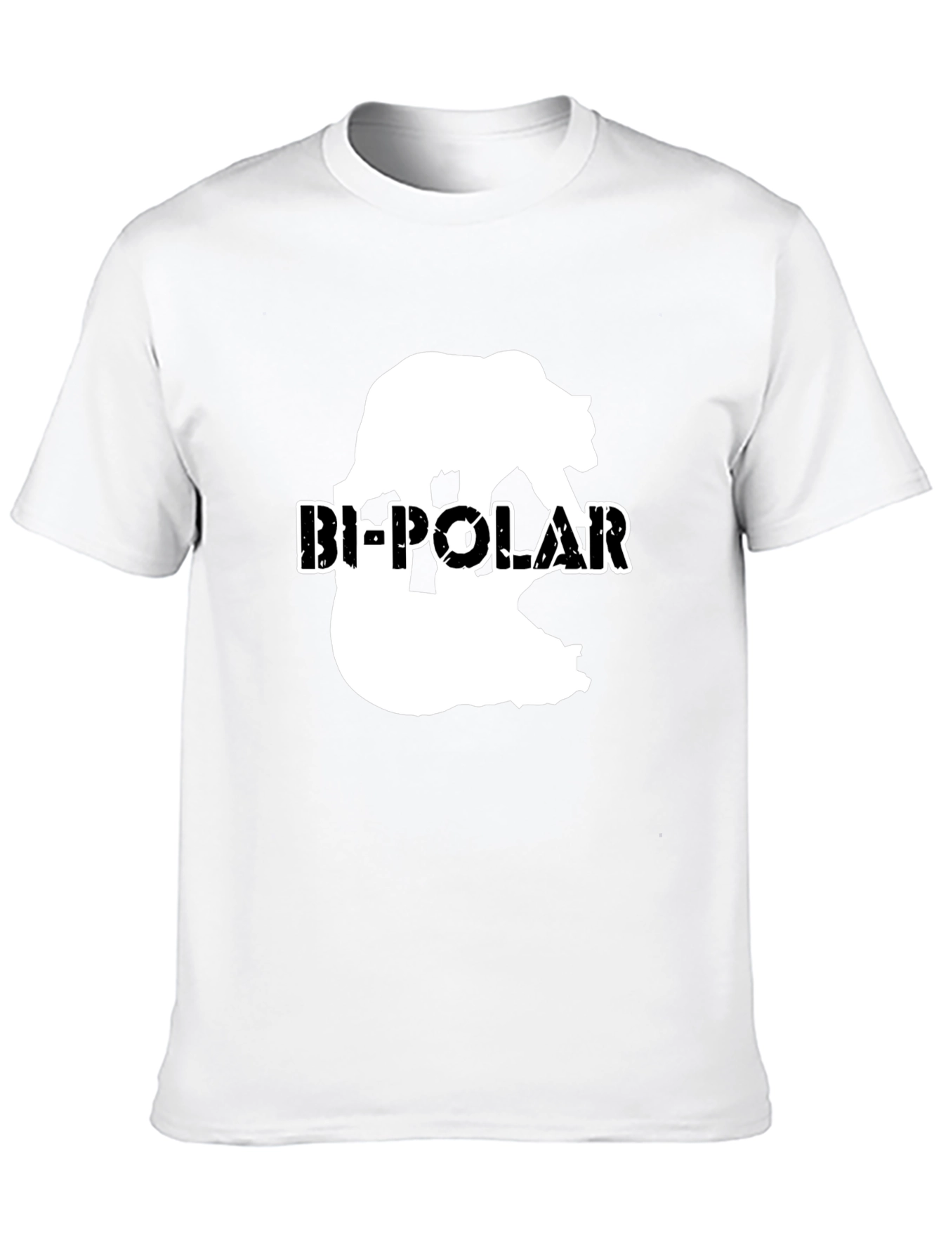 Black Bi-Polar Bear Graphic Print Black T-Shirt view 10