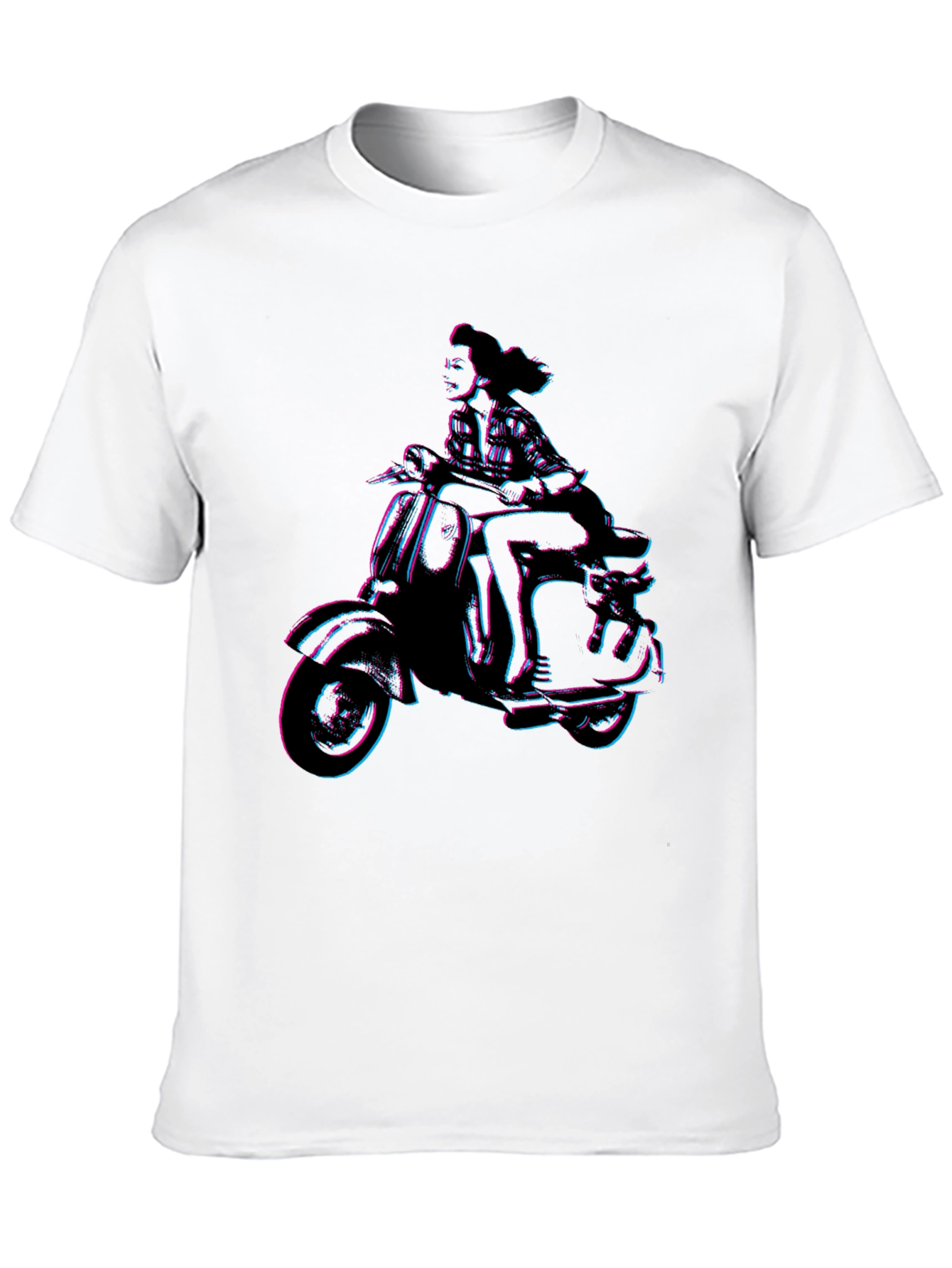 Black Retro Woman on Scooter Graphic Tee - Black view 10