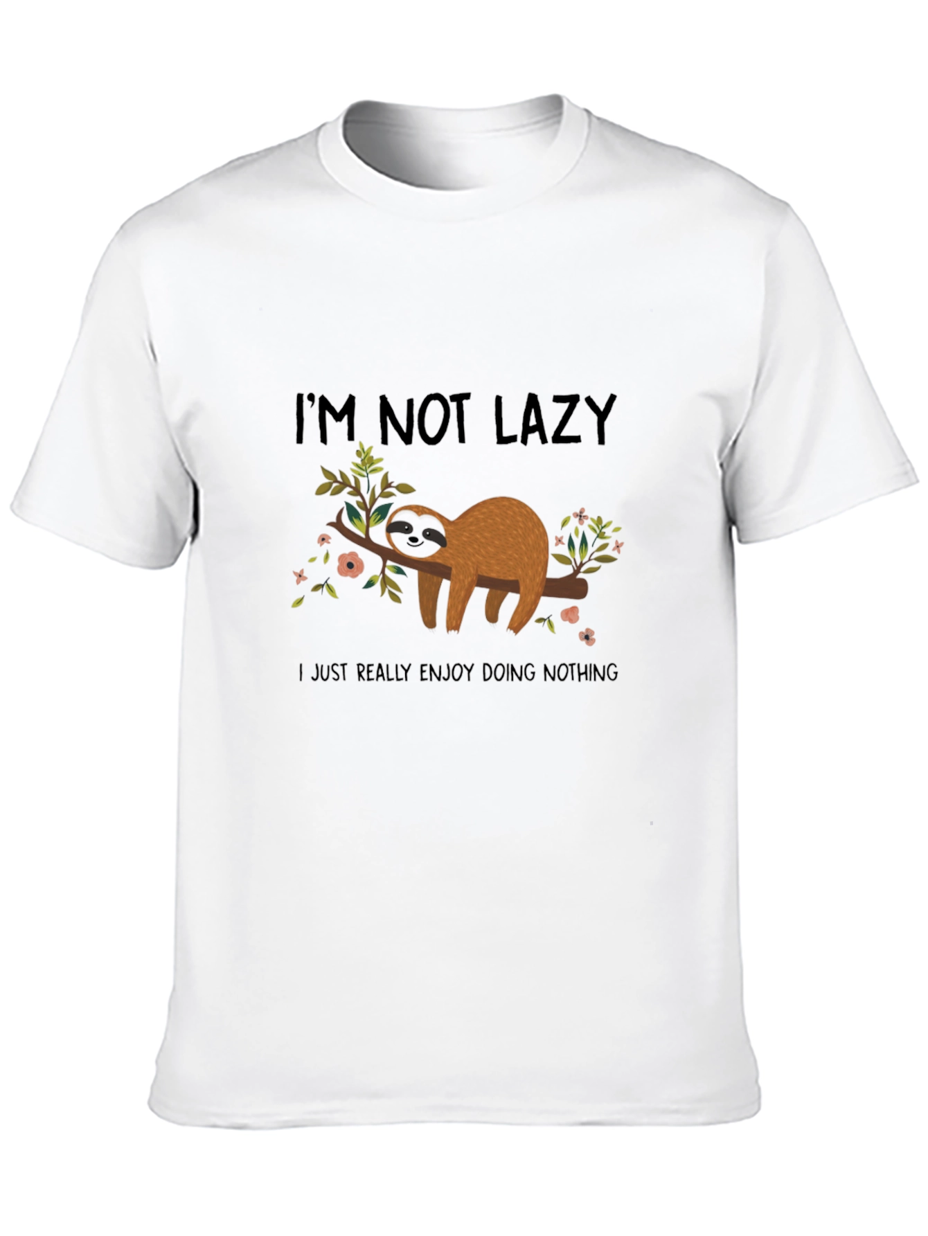 Black Funny Sloth Graphic Tee - I'm Not Lazy, Black view 10