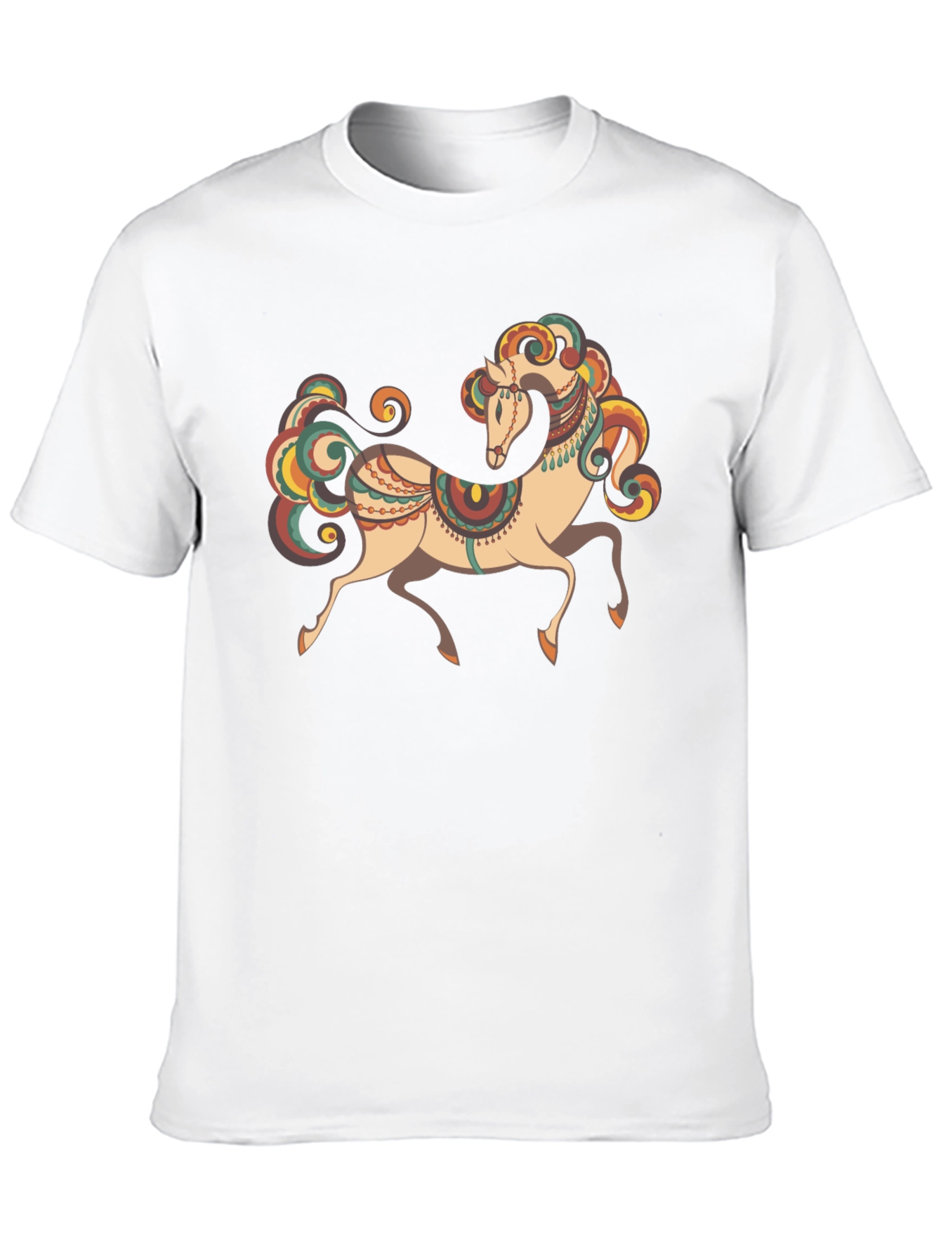 Black Men's Black T-Shirt with Horse Graphic view 10