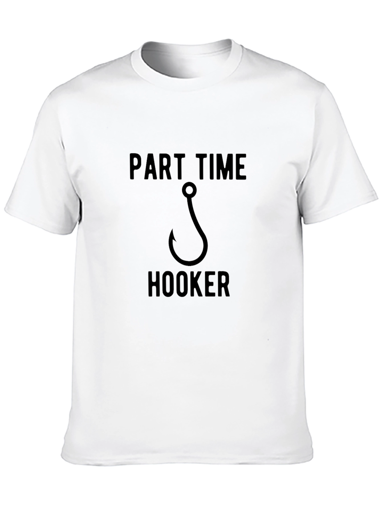 Black Part Time Hooker Fishing Humor T-Shirt view 10