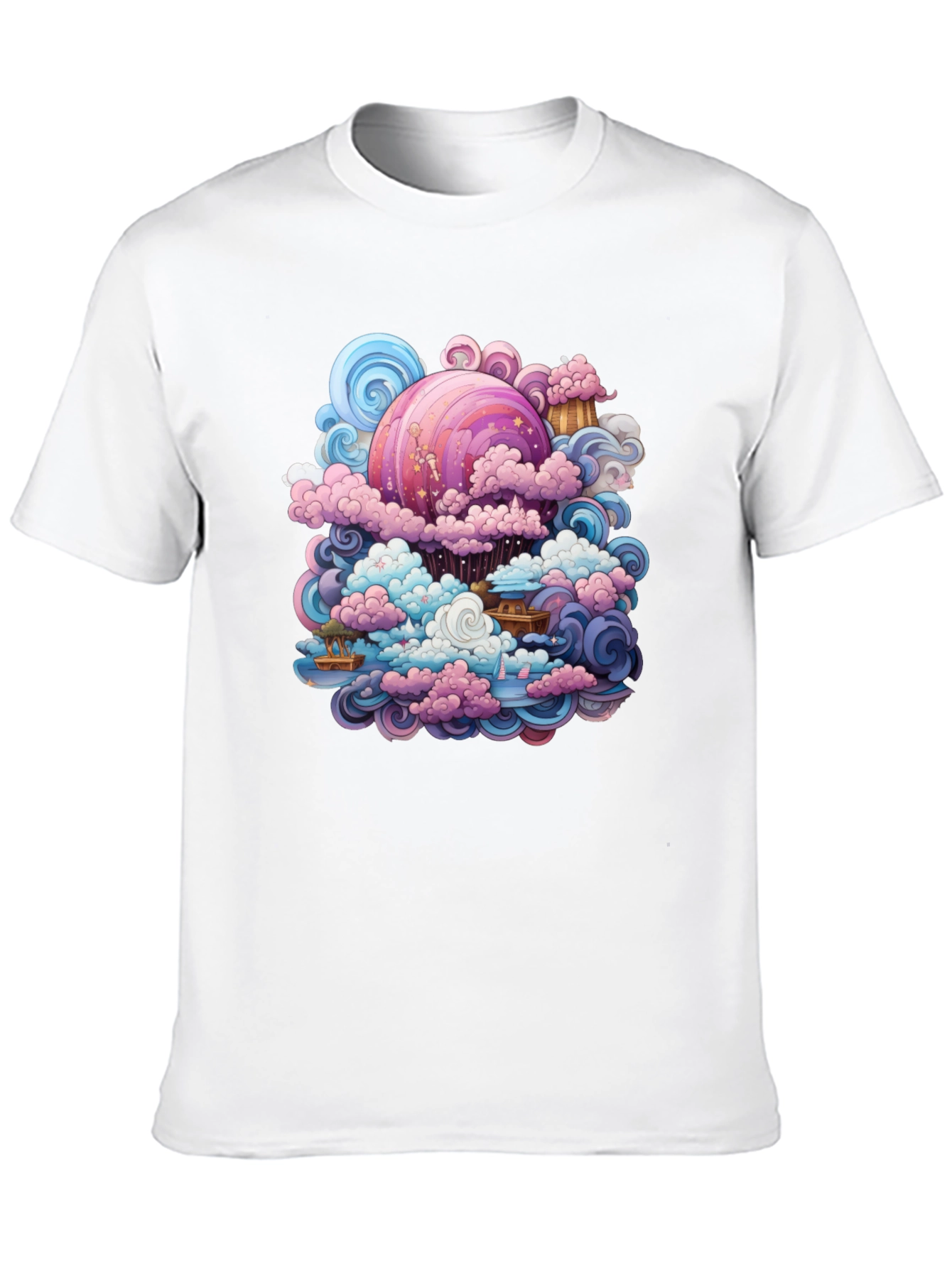 Black Whimsical Cloudscape Graphic Tee - Fantasy Design view 10