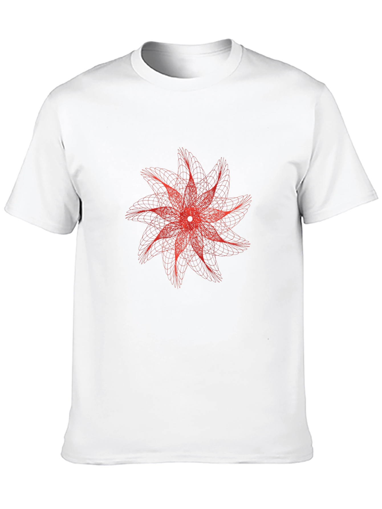 Black Geometric Red Flower Graphic Black T-Shirt view 10